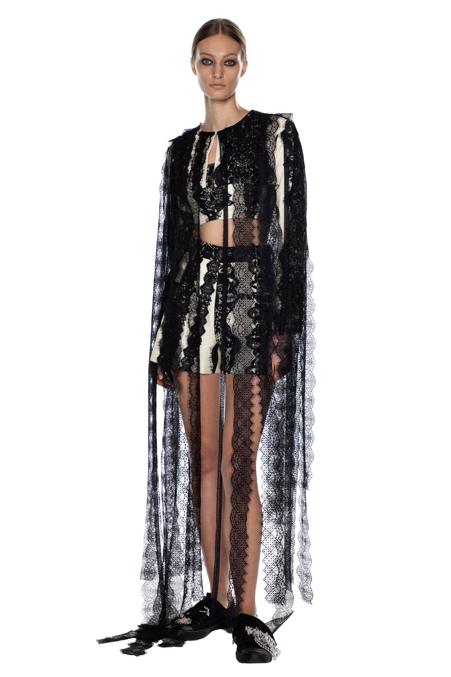 'VENETIAN LACE' FLY AWAY BOLERO WITH CRYSTALS - - Libertine