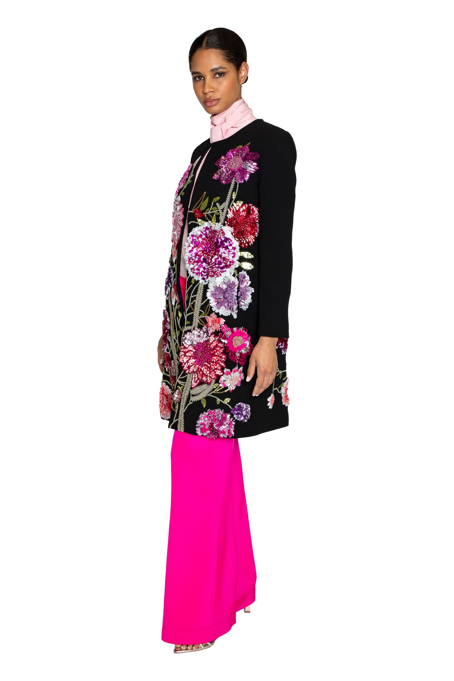 'PINK GARDEN' CLASSIC COLLARLESS COAT - - Libertine