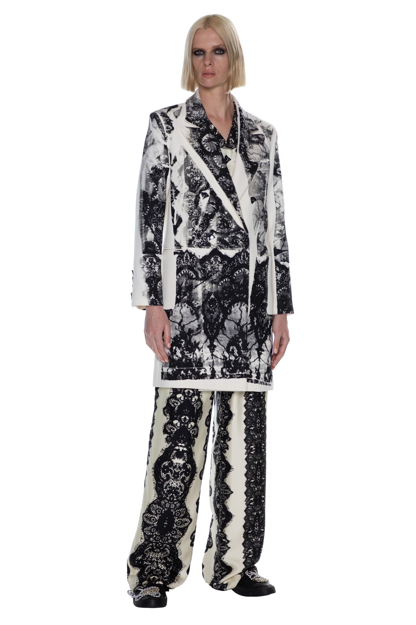 'VENETIAN LACE' DOUBLE BREASTED COAT - - Libertine