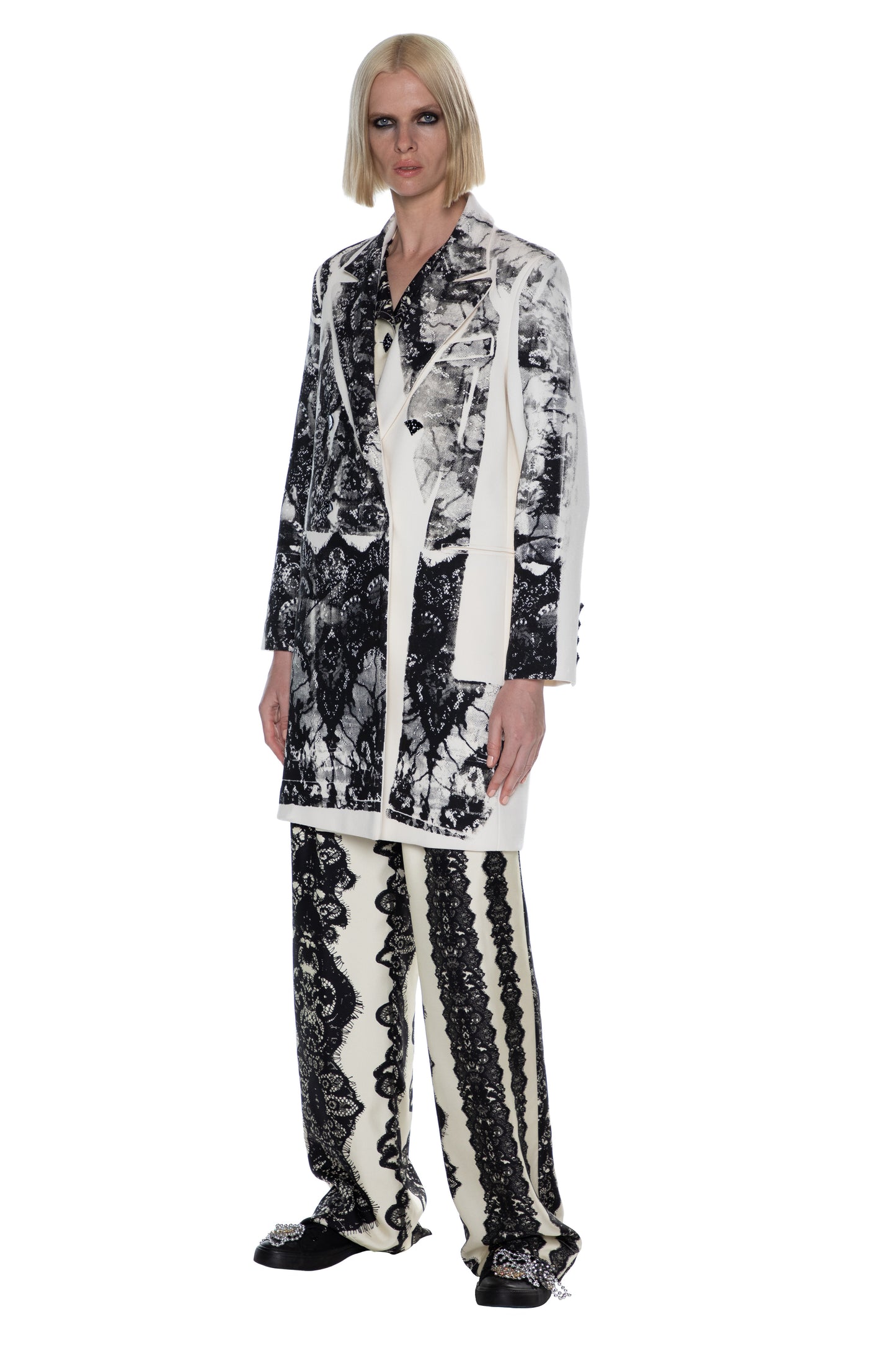 'VENETIAN LACE' DOUBLE BREASTED COAT - - Libertine