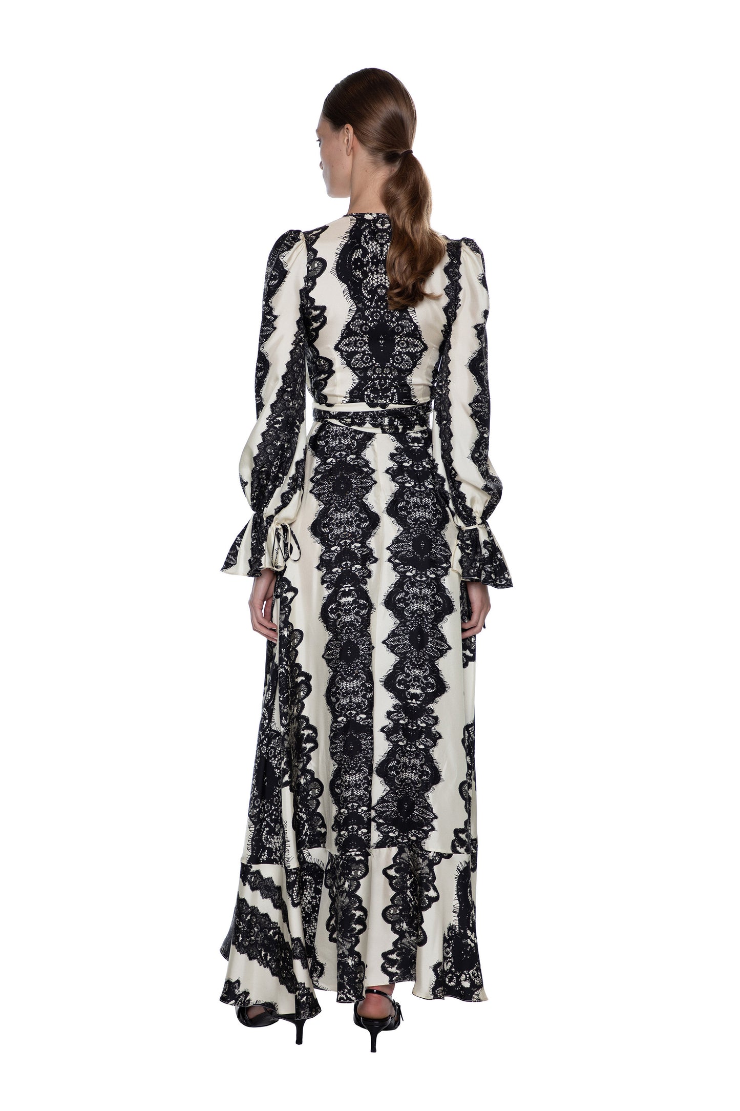 'VENETIAN LACE' TIE SLEEVE WRAP DRESS - - Libertine