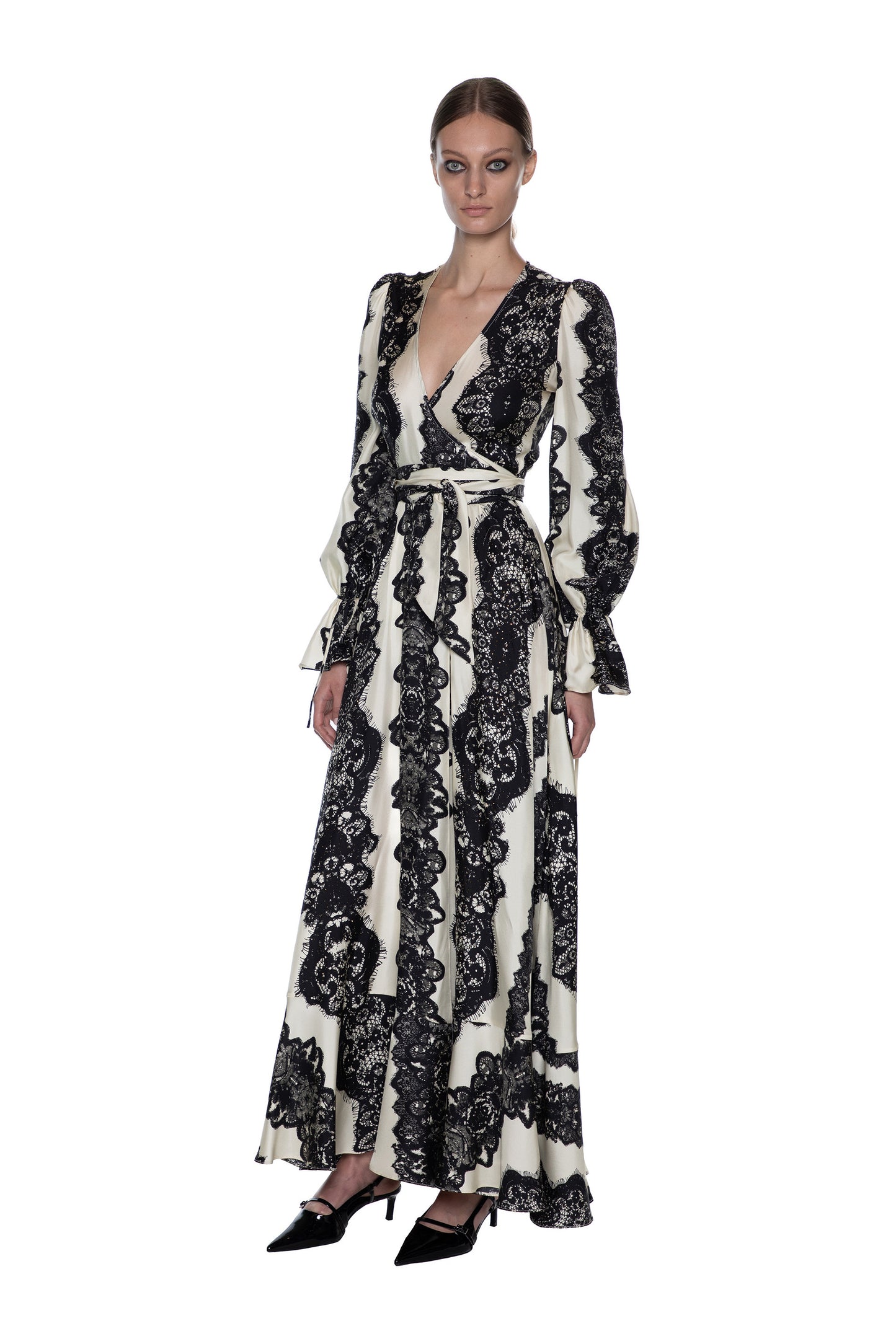 'VENETIAN LACE' TIE SLEEVE WRAP DRESS - - Libertine