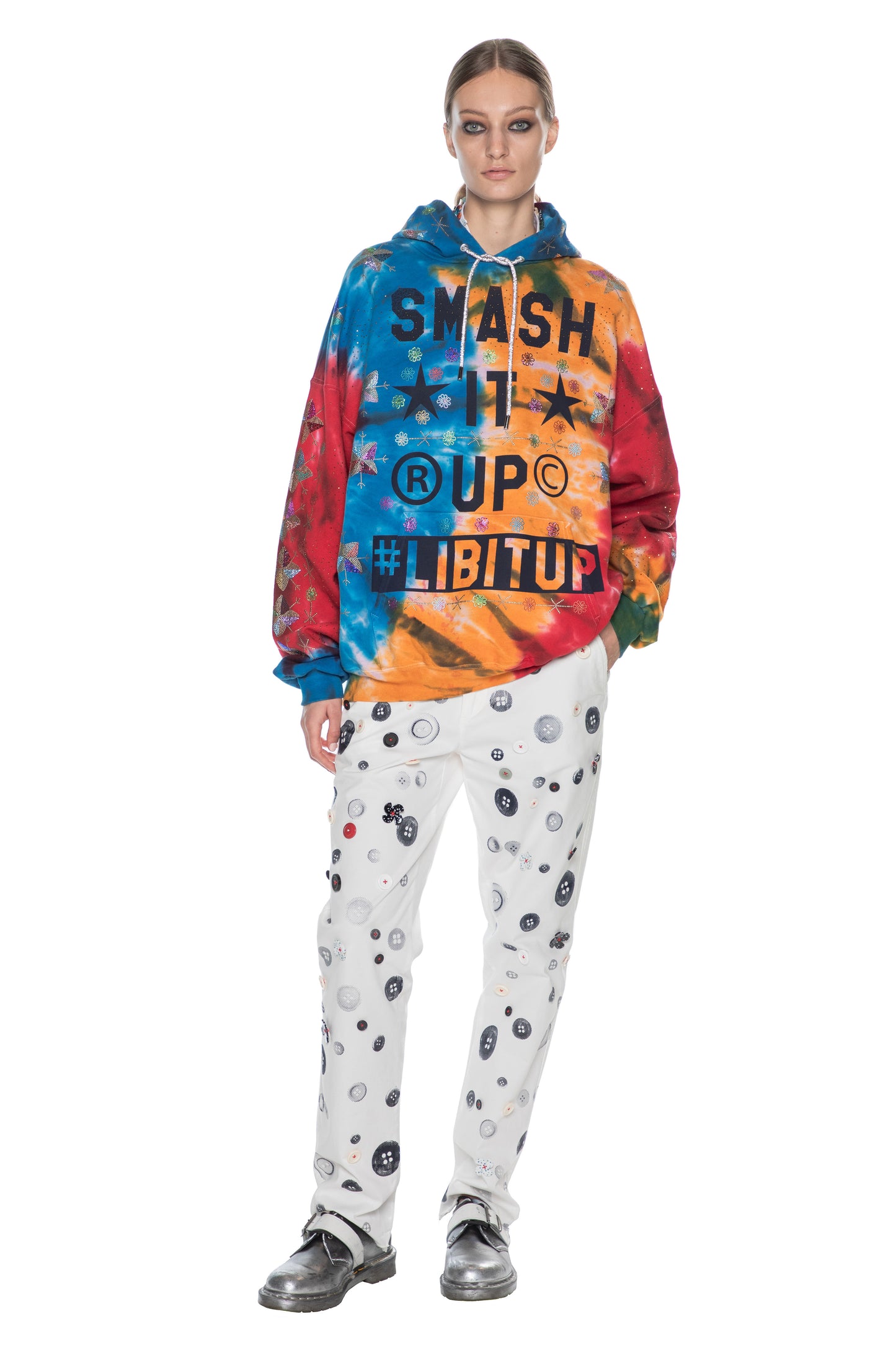 'SMASH IT UP' TIEDYE HOODIE PULLOVER SWEATSHIRT - - Libertine