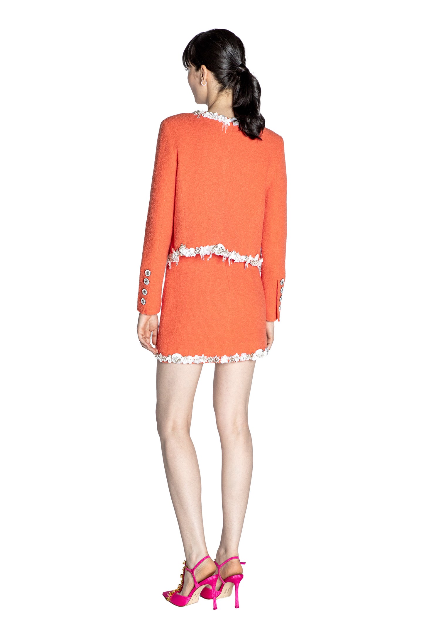 'CORAL BOUCLE' EMBELLISHED HEART JACKET - - Libertine