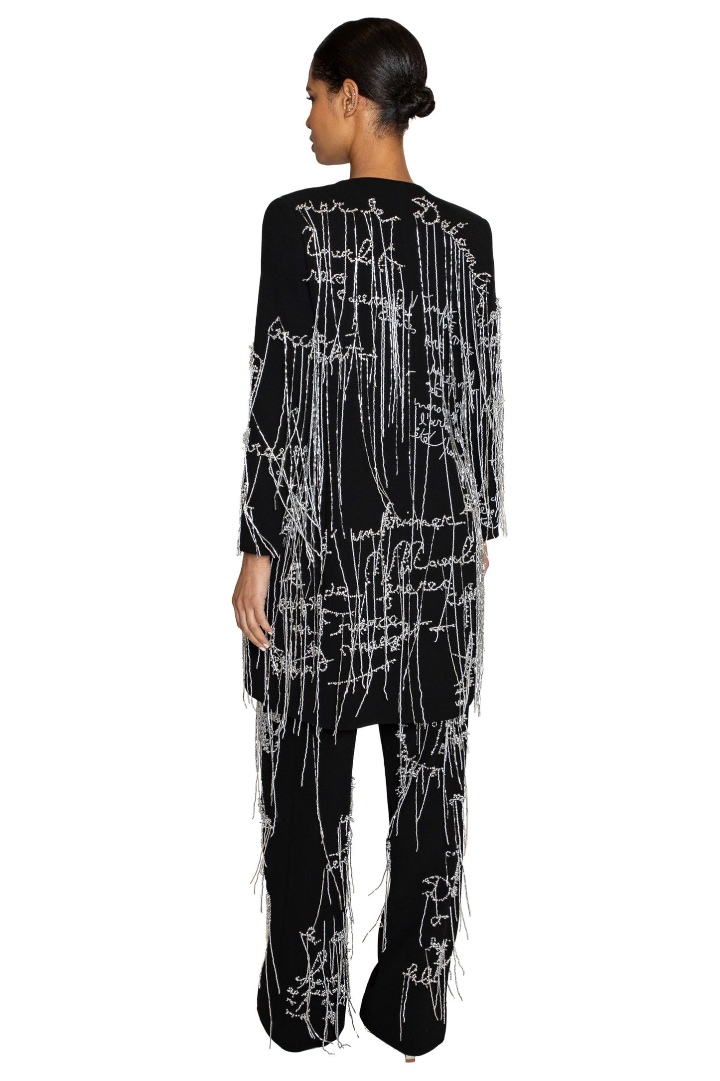 'BODY LANGUAGE' HAND EMBROIDERY CLASSIC COLLARLESS COAT - - Libertine