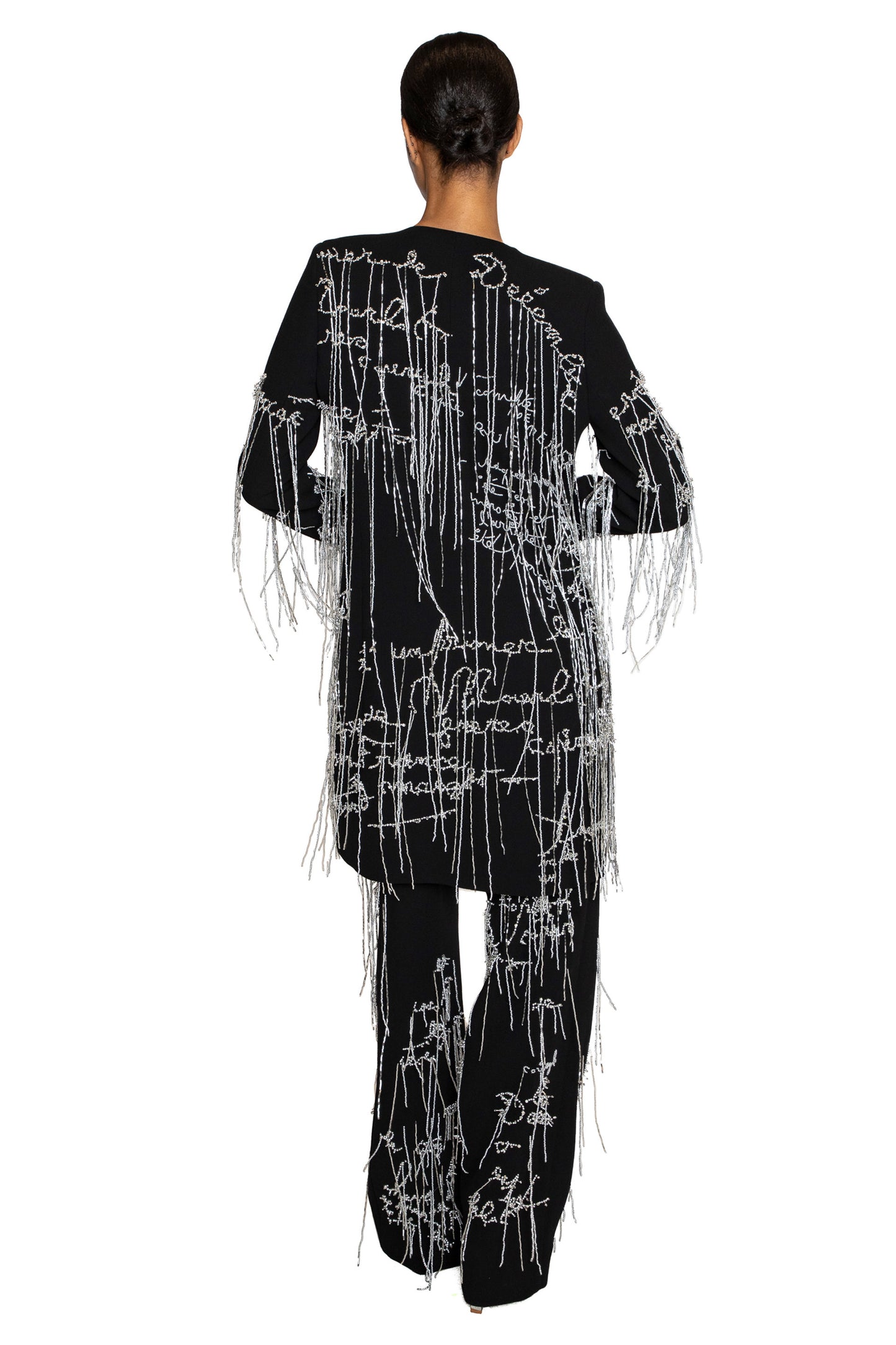 'BODY LANGUAGE' HAND EMBROIDERY CLASSIC COLLARLESS COAT - - Libertine