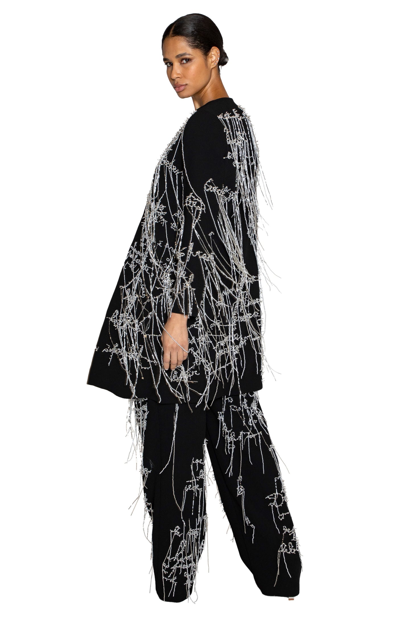 'BODY LANGUAGE' HAND EMBROIDERY CLASSIC COLLARLESS COAT - - Libertine