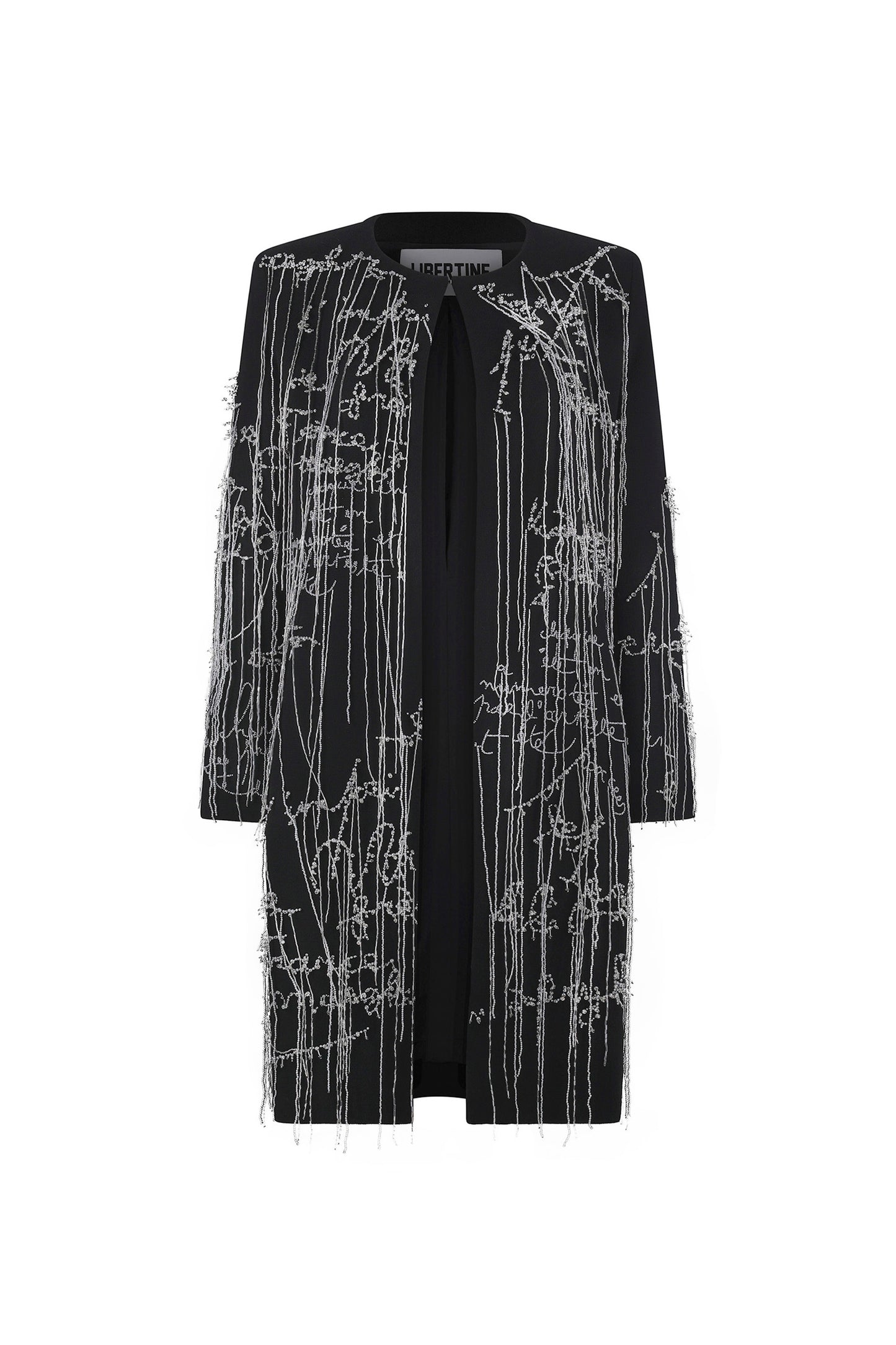 'BODY LANGUAGE' HAND EMBROIDERY CLASSIC COLLARLESS COAT - - Libertine