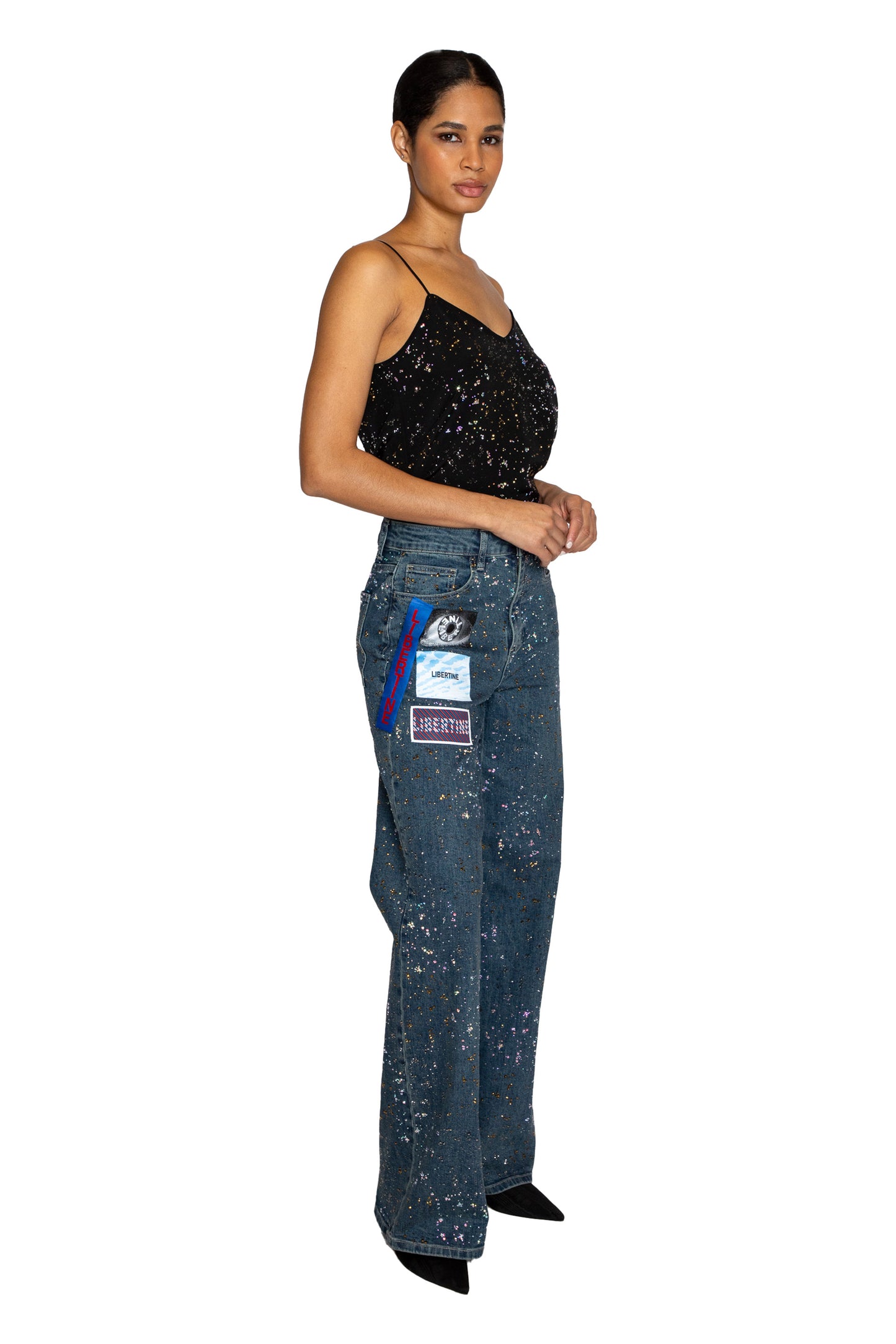 'METEOR SHOWER' BAGGY JEAN WITH LABELS - - Libertine