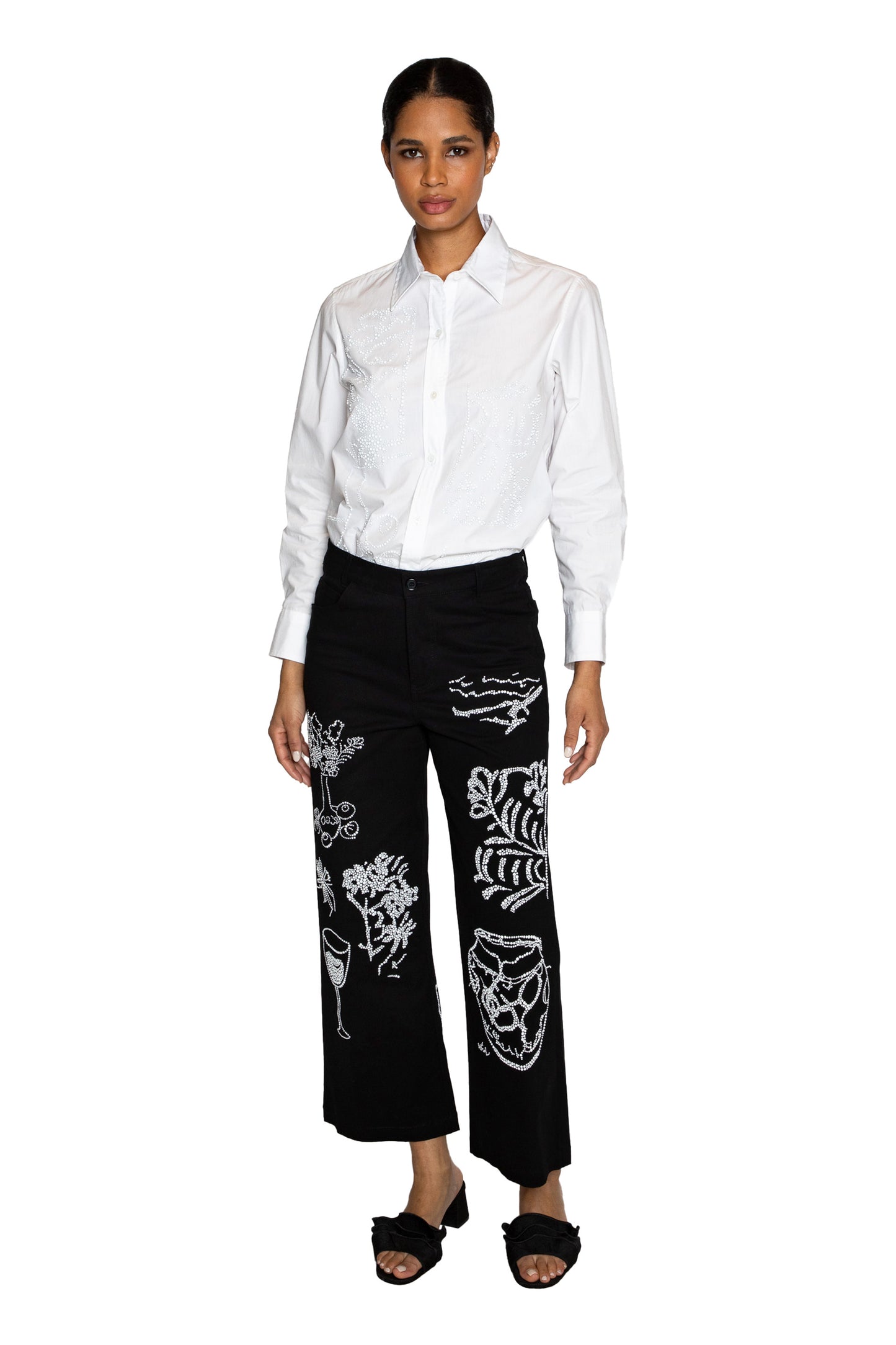 'STILL LIFE CRYSTAL' CROPPED WIDE LEG PANT - - Libertine