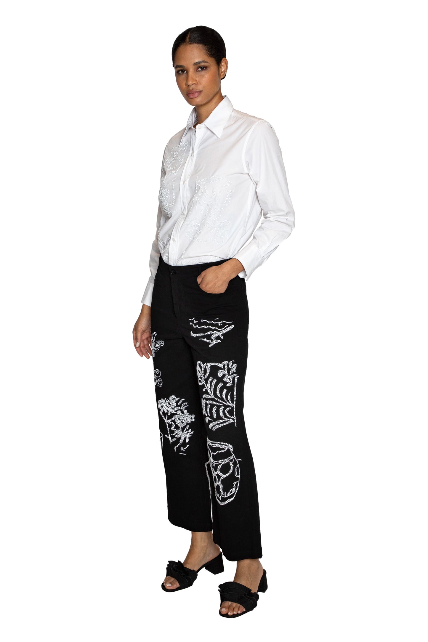 'STILL LIFE CRYSTAL' CROPPED WIDE LEG PANT - - Libertine