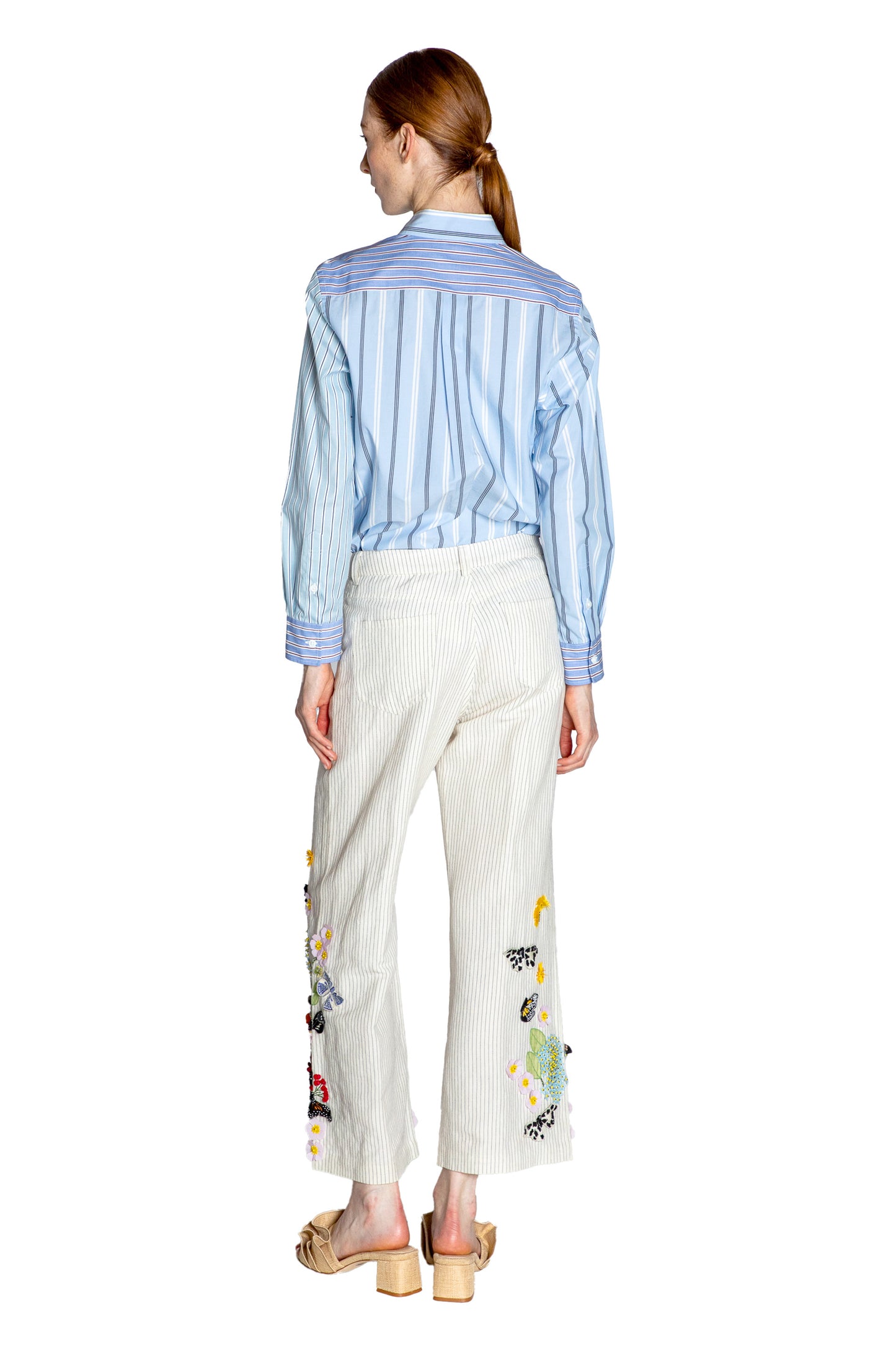 'BUTTERFLY FIELDS' EMBELLISHED CROPPED WIDE LEG PANT - - Libertine