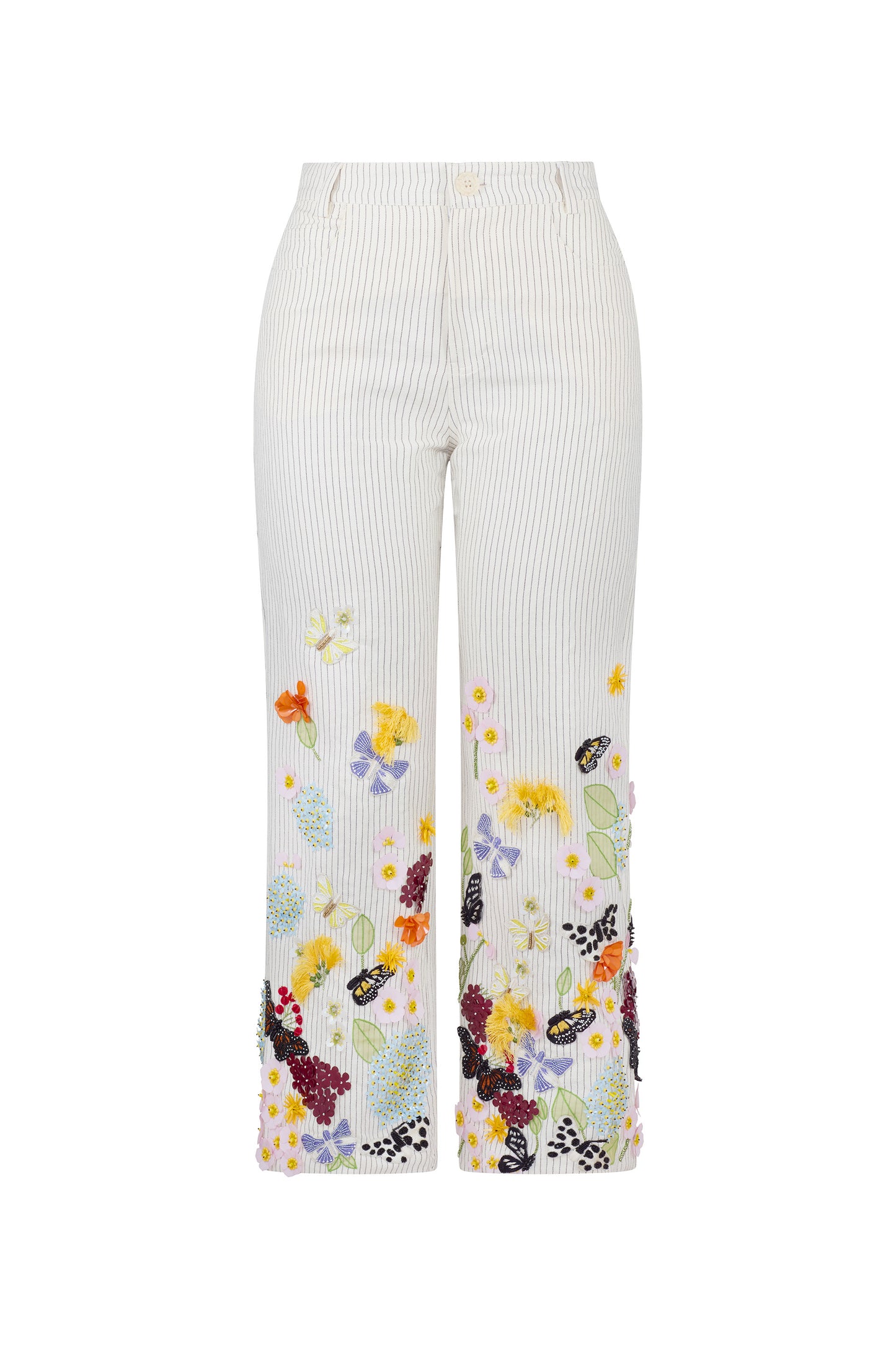 'BUTTERFLY FIELDS' EMBELLISHED CROPPED WIDE LEG PANT - - Libertine