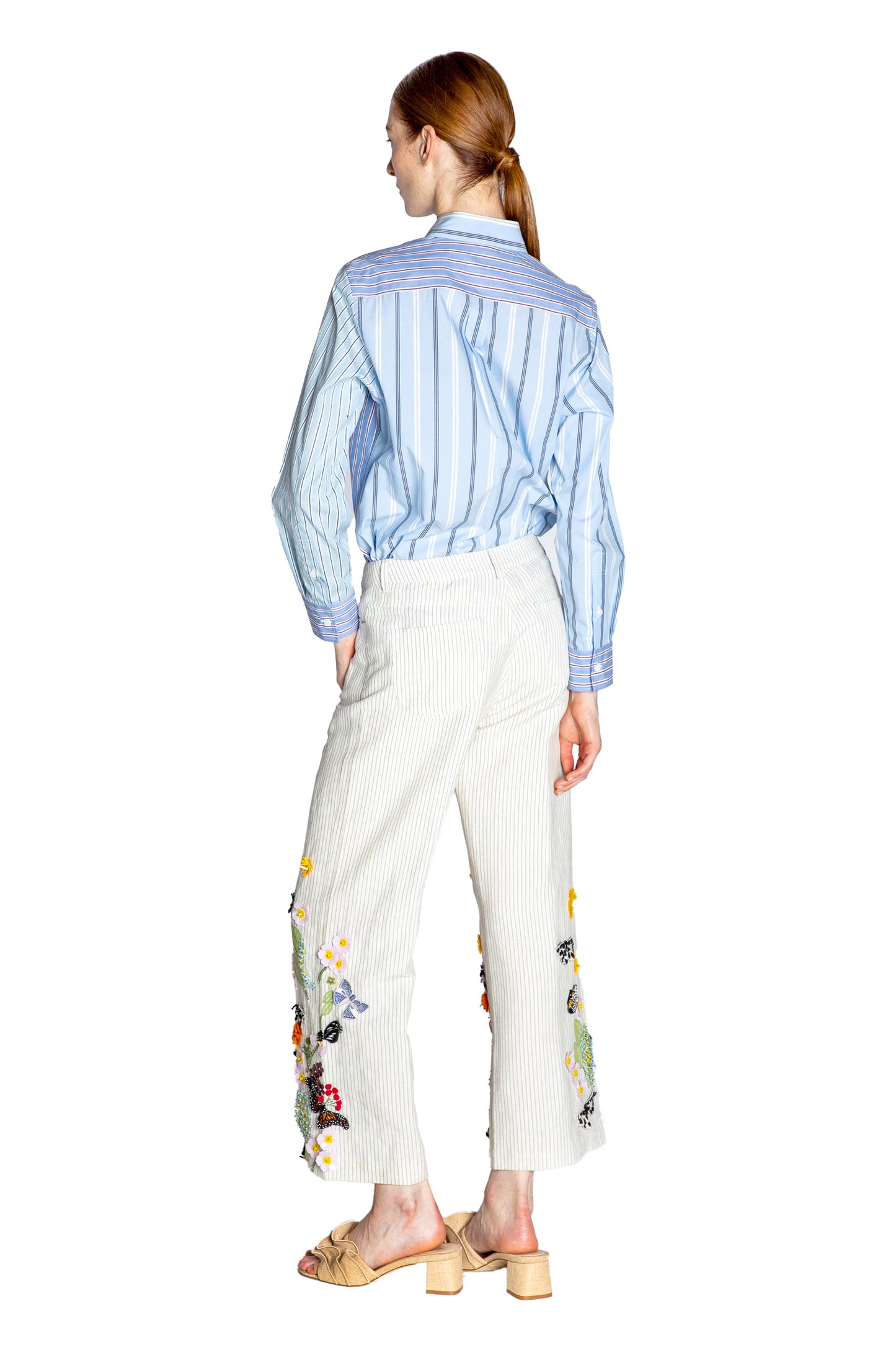 'BUTTERFLY FIELDS' EMBELLISHED CROPPED WIDE LEG PANT - - Libertine