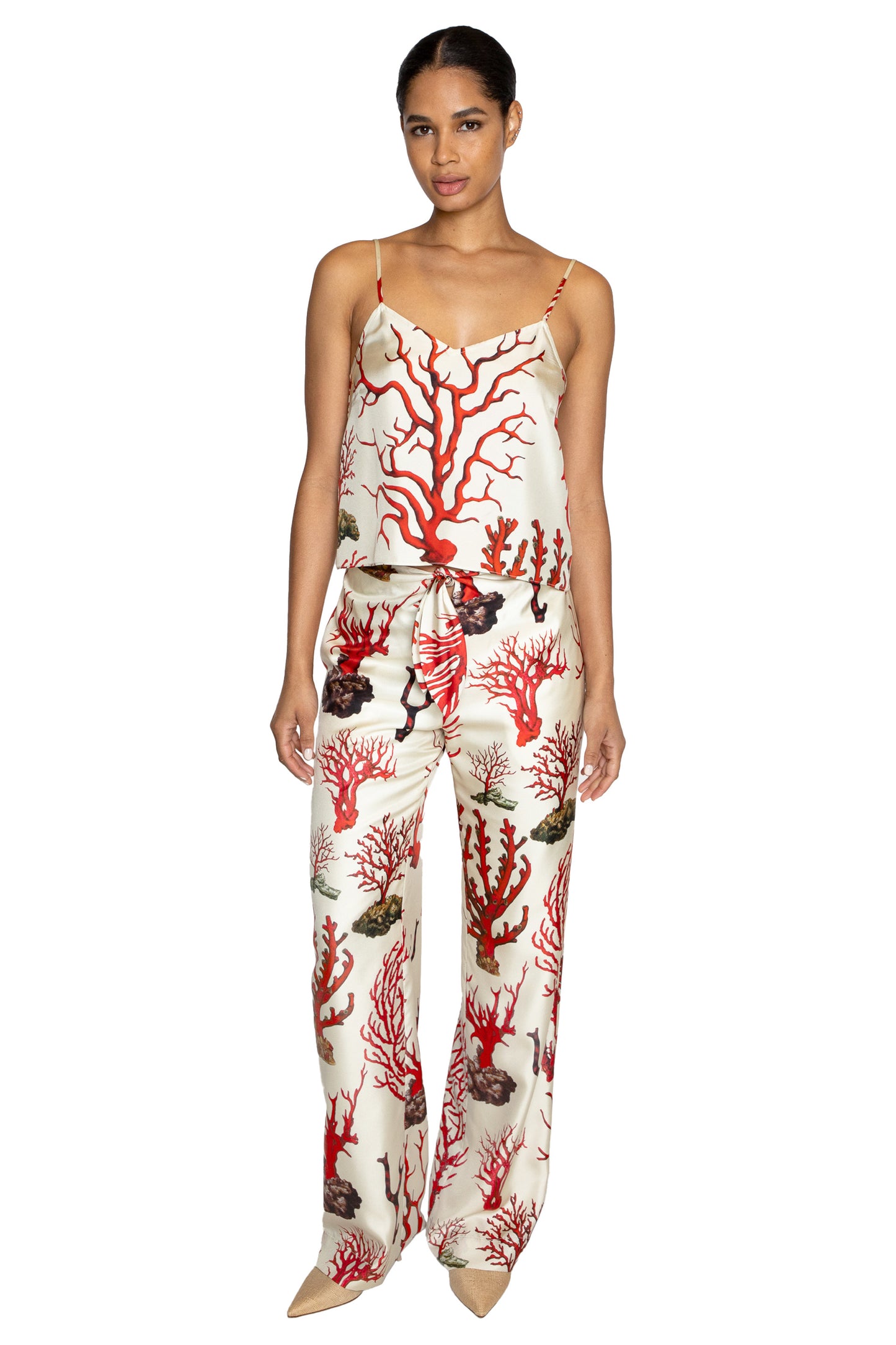 'VENETIAN CORAL' TIE PANT - - Libertine