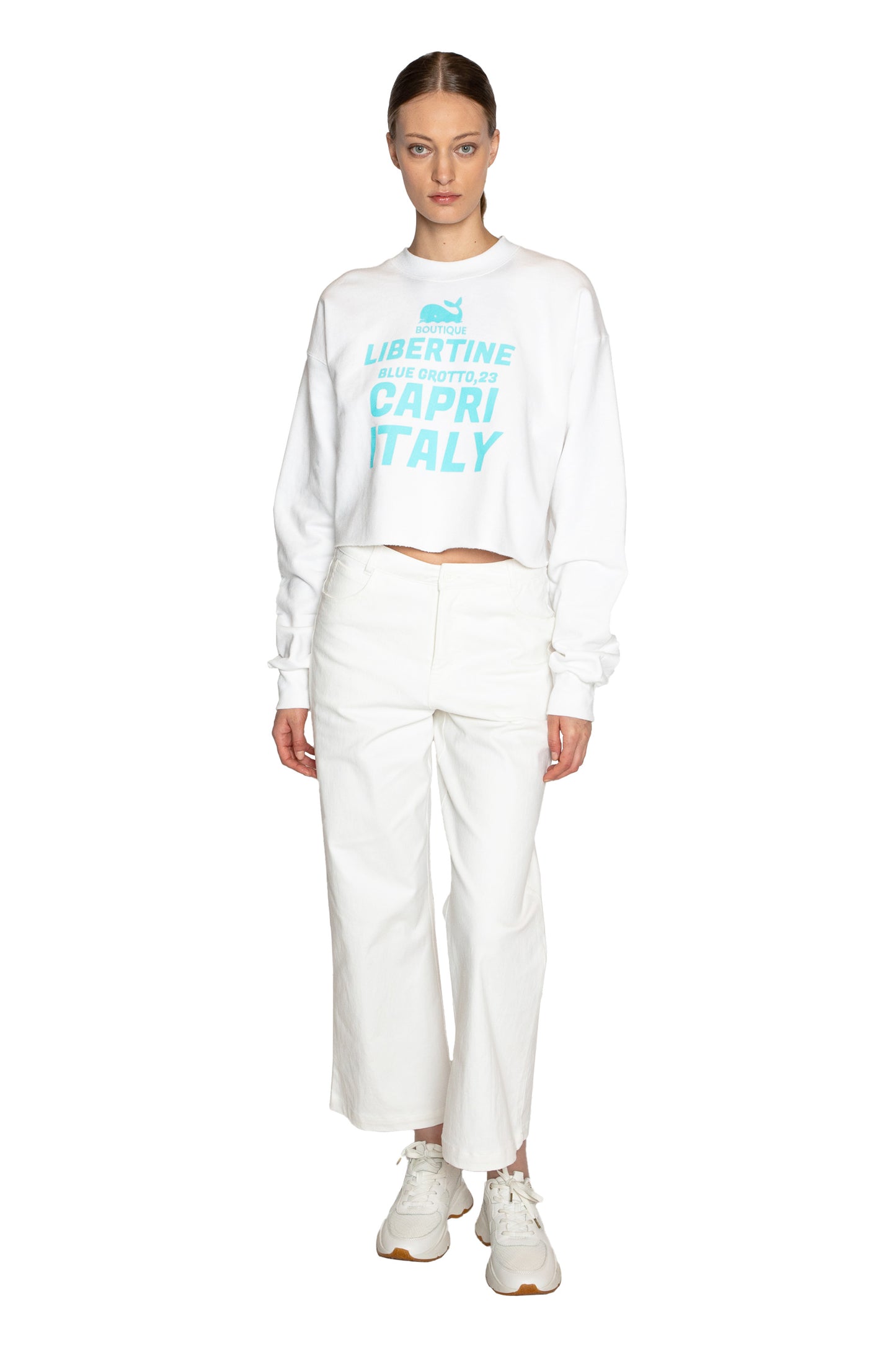 'OTW TO CAPRI' CROPPED CREWNECK SWEATSHIRT - - Libertine