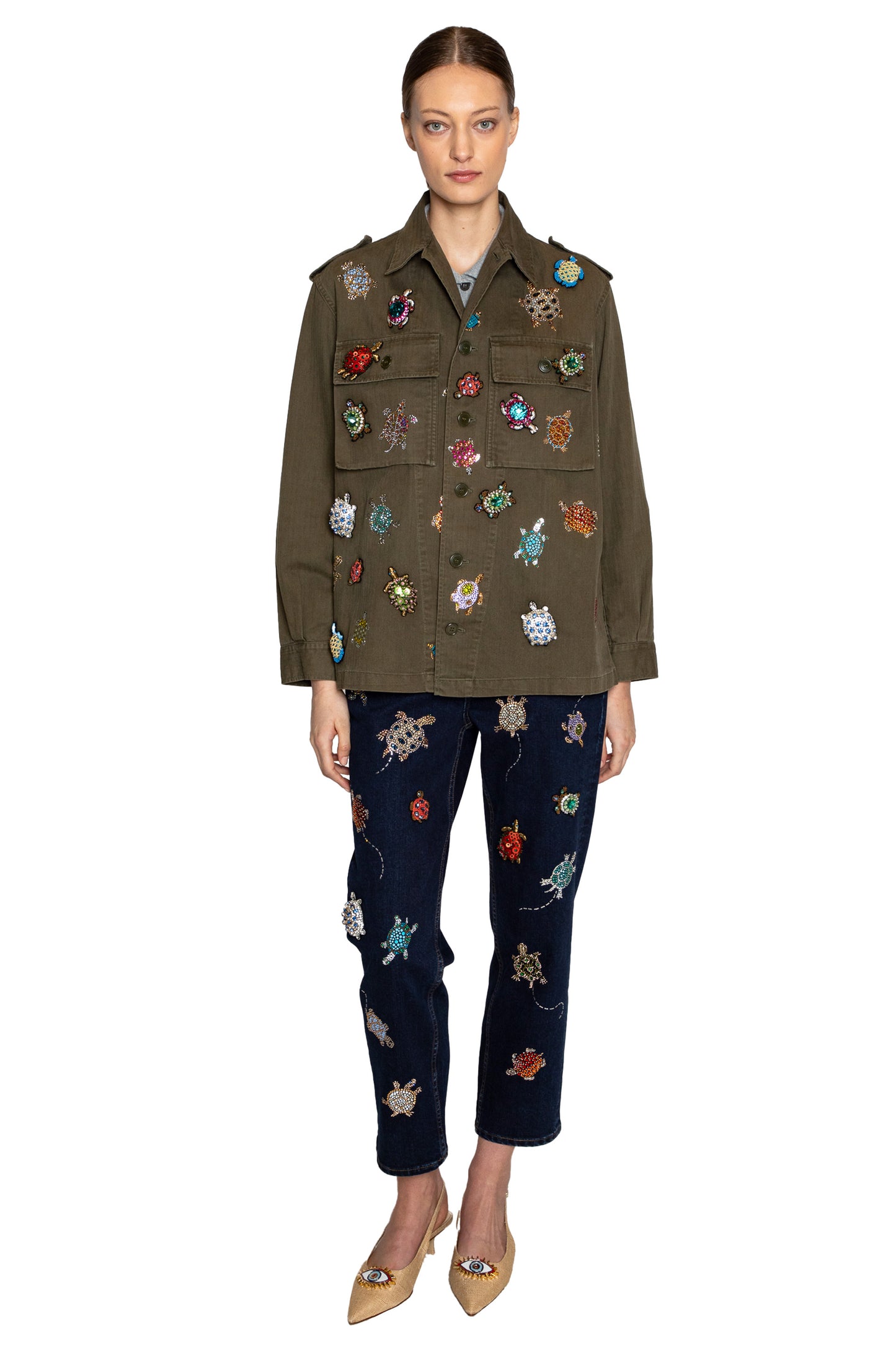 'TURTLE TIME' EMBELLISHED VINTAGE FRENCH MILITARY JACKET - - Libertine