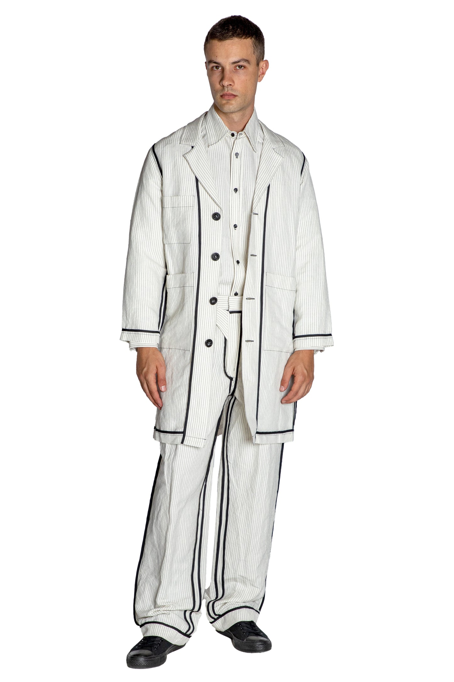 'SUMMER PINSTRIPE' INSIDE OUT LAB COAT - - Libertine