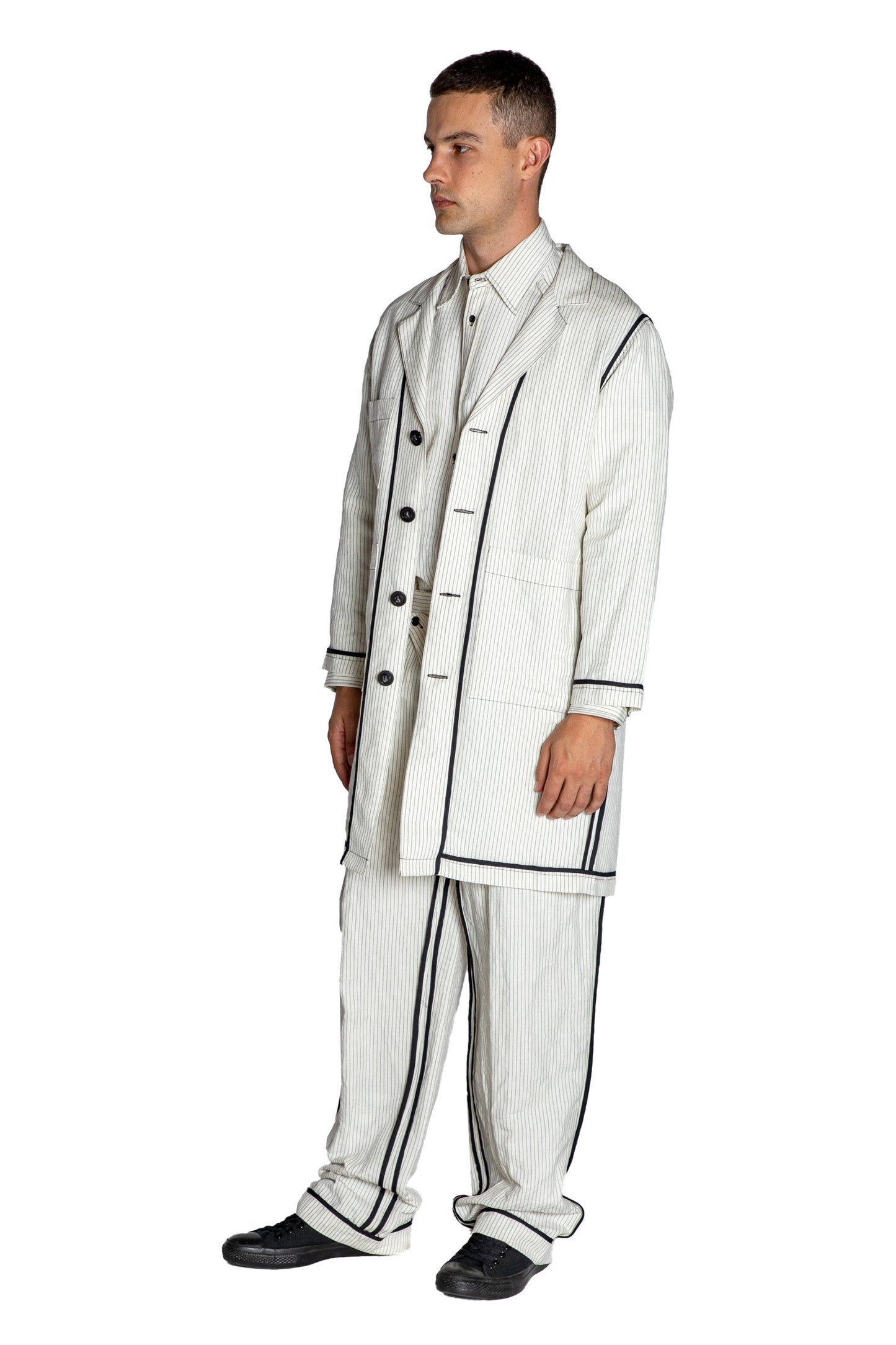 'SUMMER PINSTRIPE' INSIDE OUT LAB COAT - - Libertine