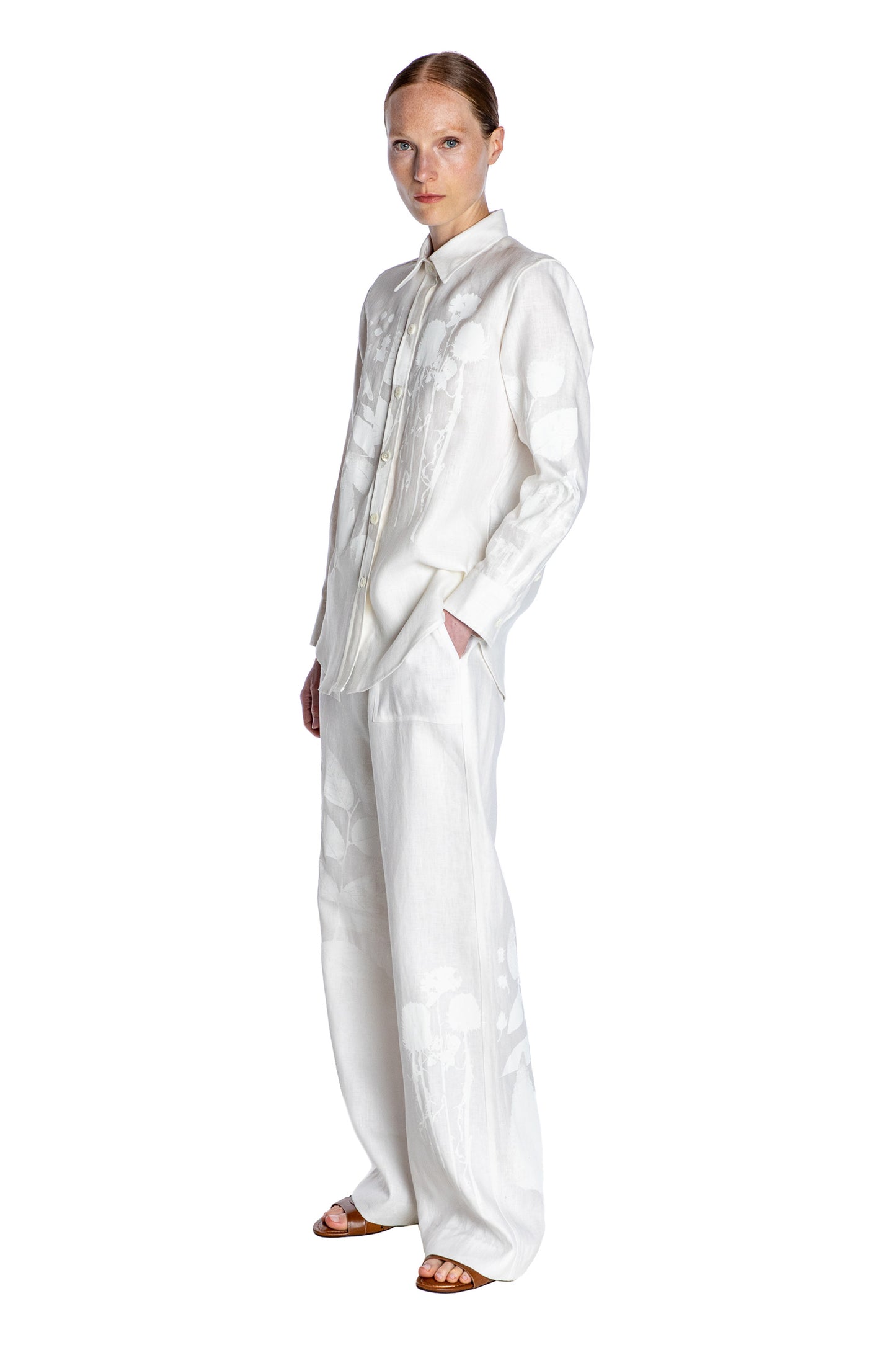 'WHITE ON WHITE HAND SILK SCREEN' NEW CLASSIC SHIRT - - Libertine