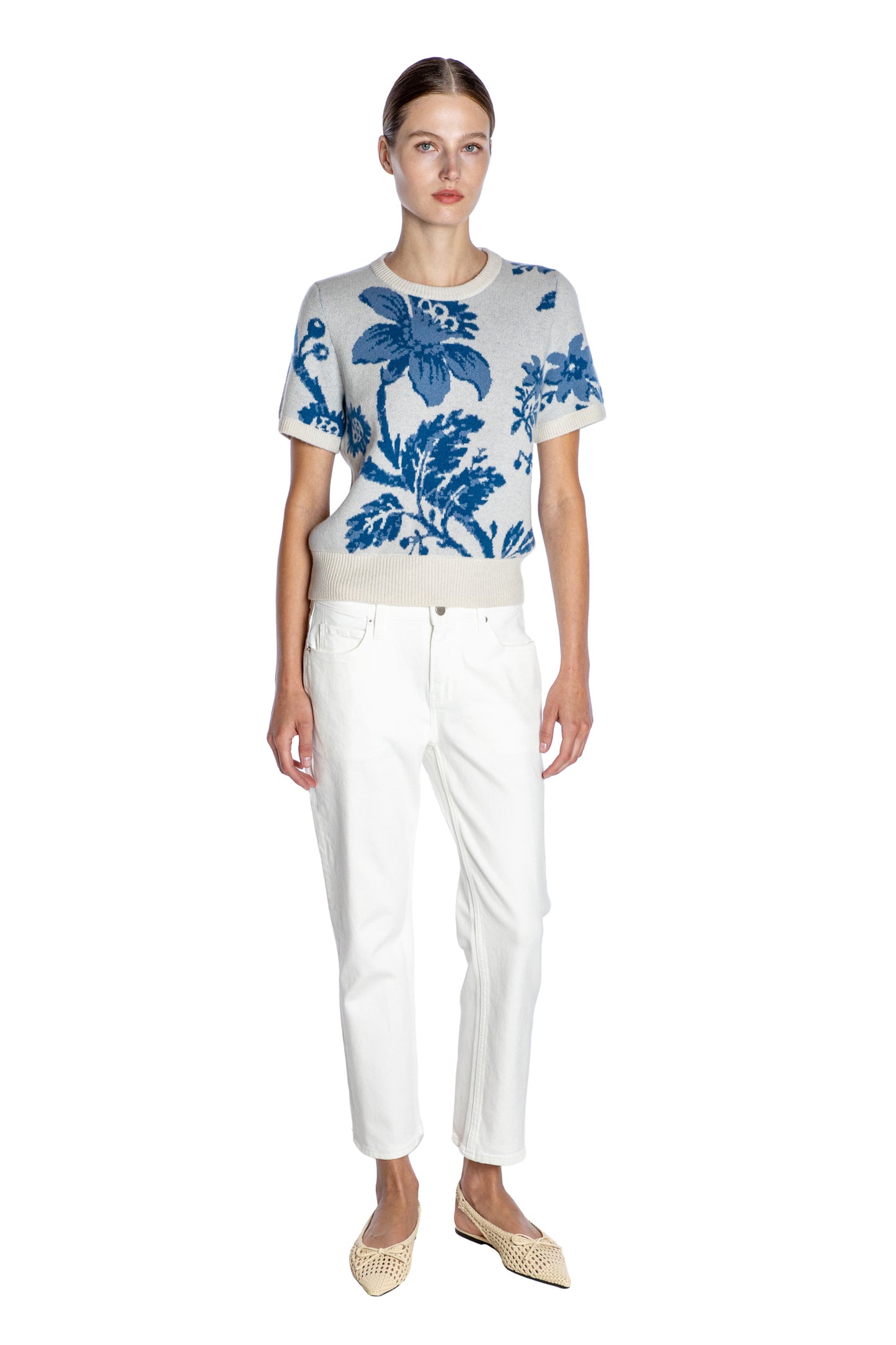 'OVERSIZED BLUE FLORAL' SHORT SLEEVE PULLOVER - - Libertine