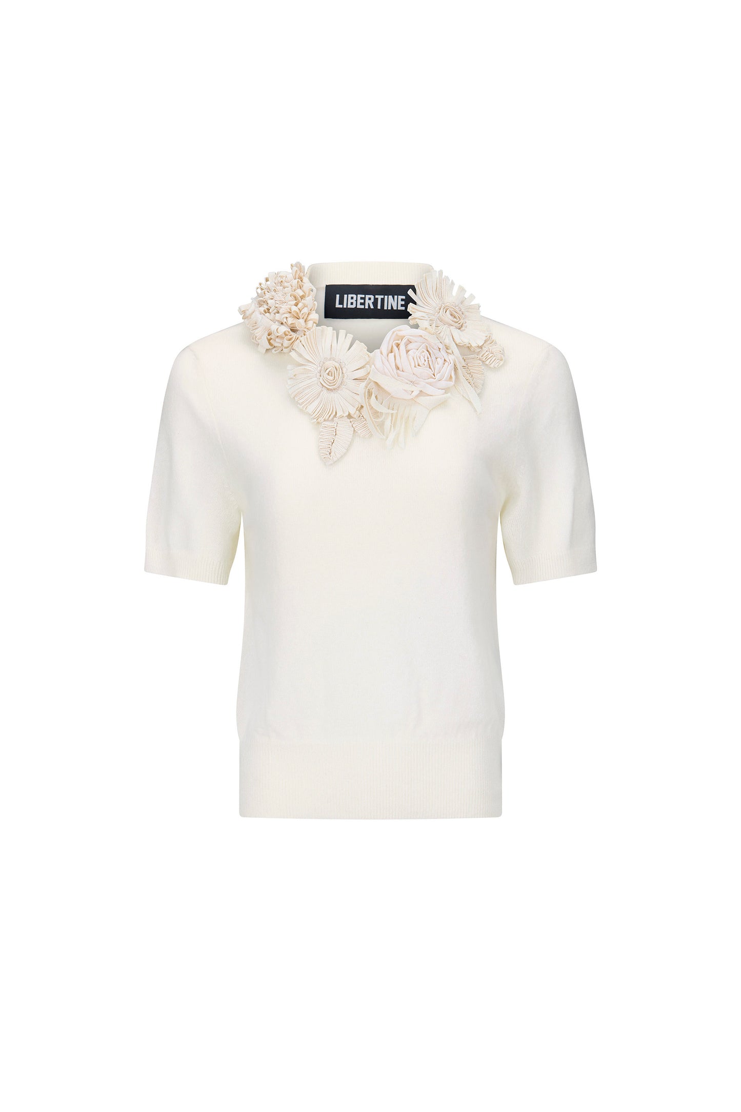 'FABRIC FLOWERS' SHORT SLEEVE PULLOVER - - Libertine