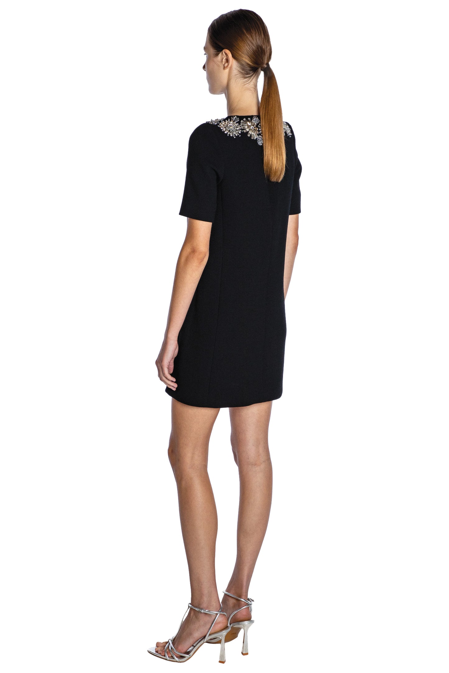 'FLOWER COLLAR' SHORT SLEEVE SHIFT DRESS - - Libertine