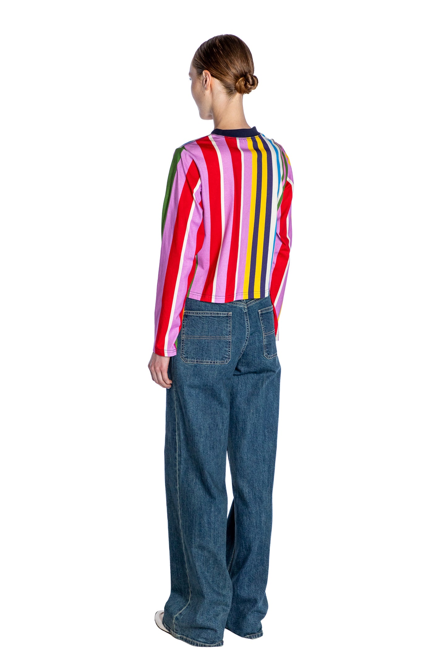 'TANGIER STRIPE' CROPPED LONG SLEEVE T SHIRT - - Libertine