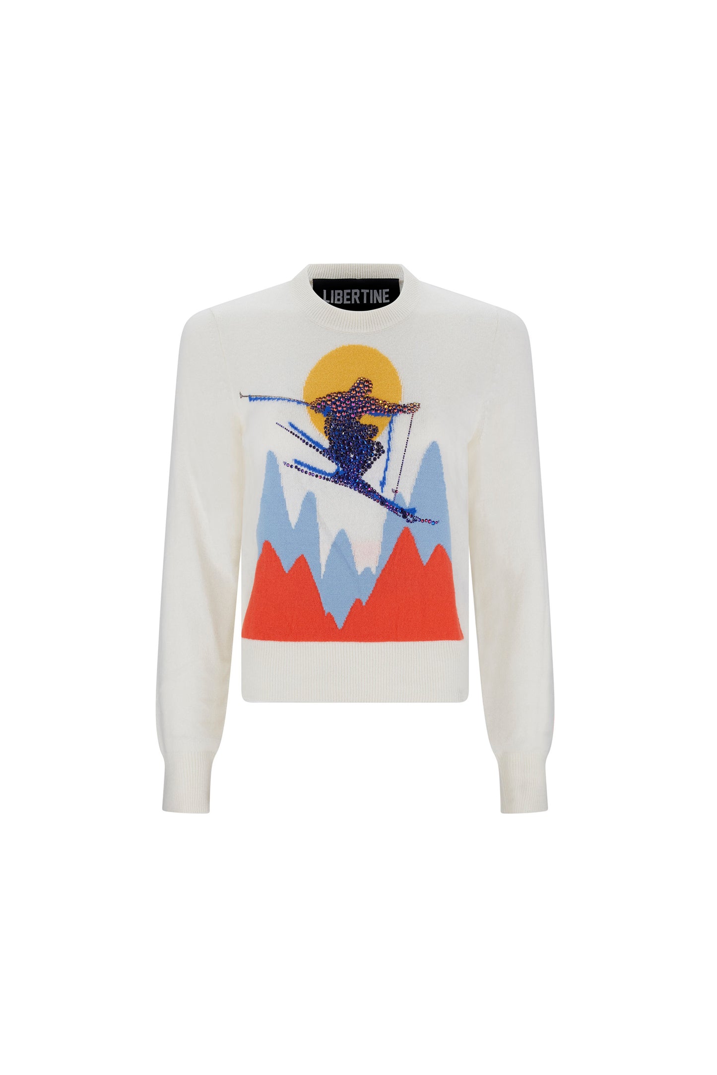 'SKI JUMP' SHRUNKEN PULLOVER SWEATER WITH CRYSTALS - SWEATERS - Libertine