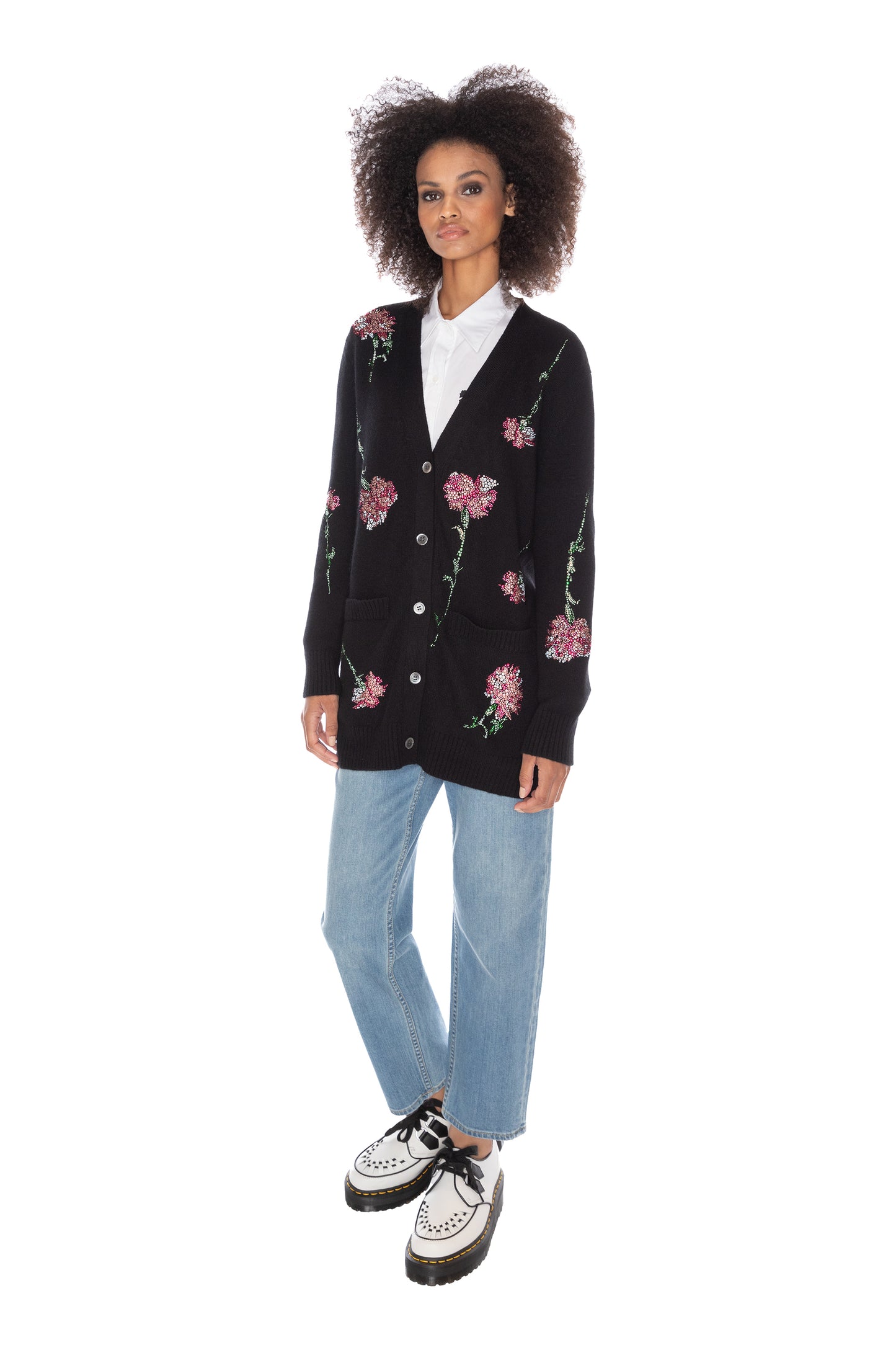 'CECIL BEATON PINK CARNATION' OVERSIZED CARDIGAN - - Libertine