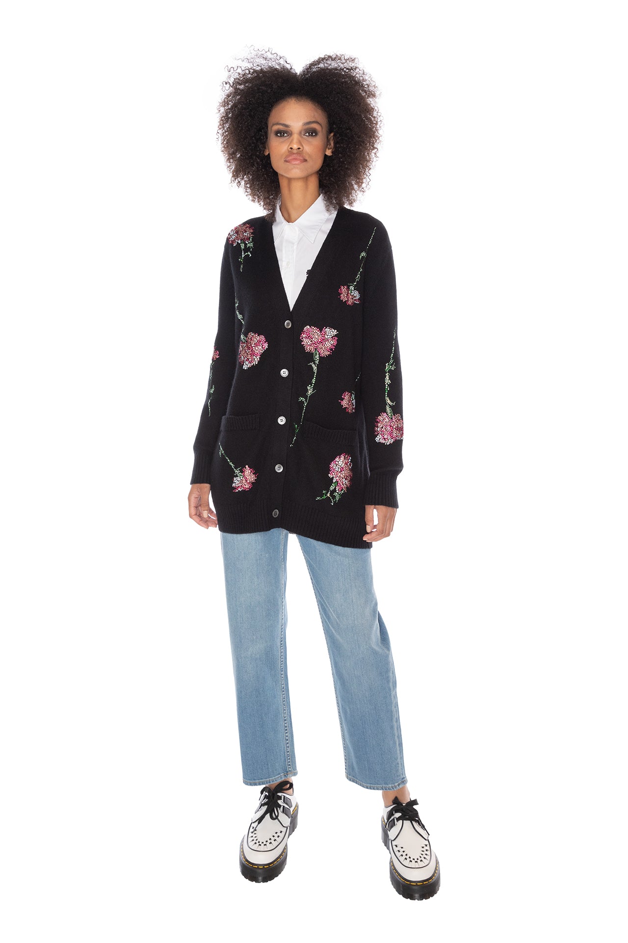 'CECIL BEATON PINK CARNATION' OVERSIZED CARDIGAN - - Libertine
