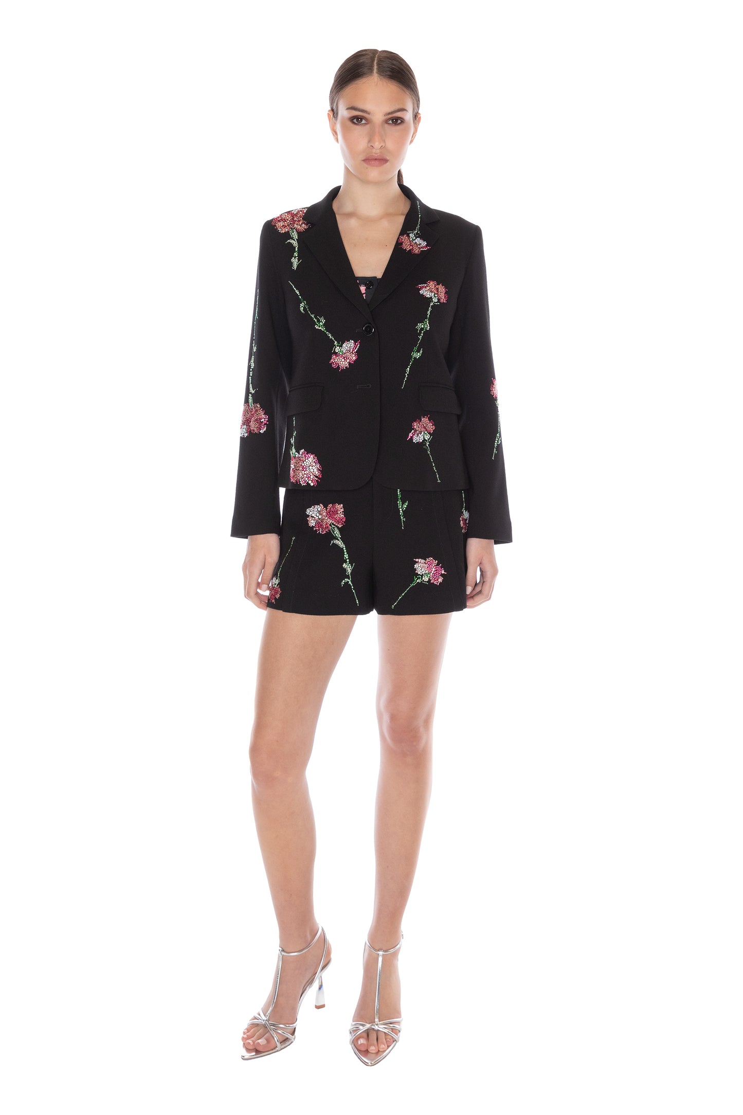 'CECIL BEATON PINK CARNATION' CRYSTAL L/S SHORT JACKET - - Libertine