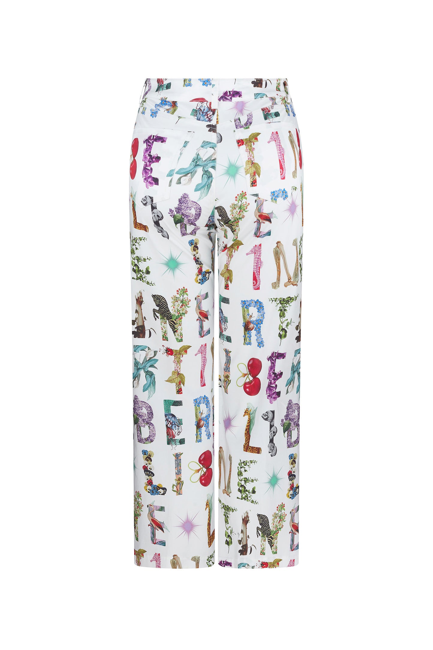 'WHITE DECO LETTERS' CROPPED WIDE LEG PANT - - Libertine