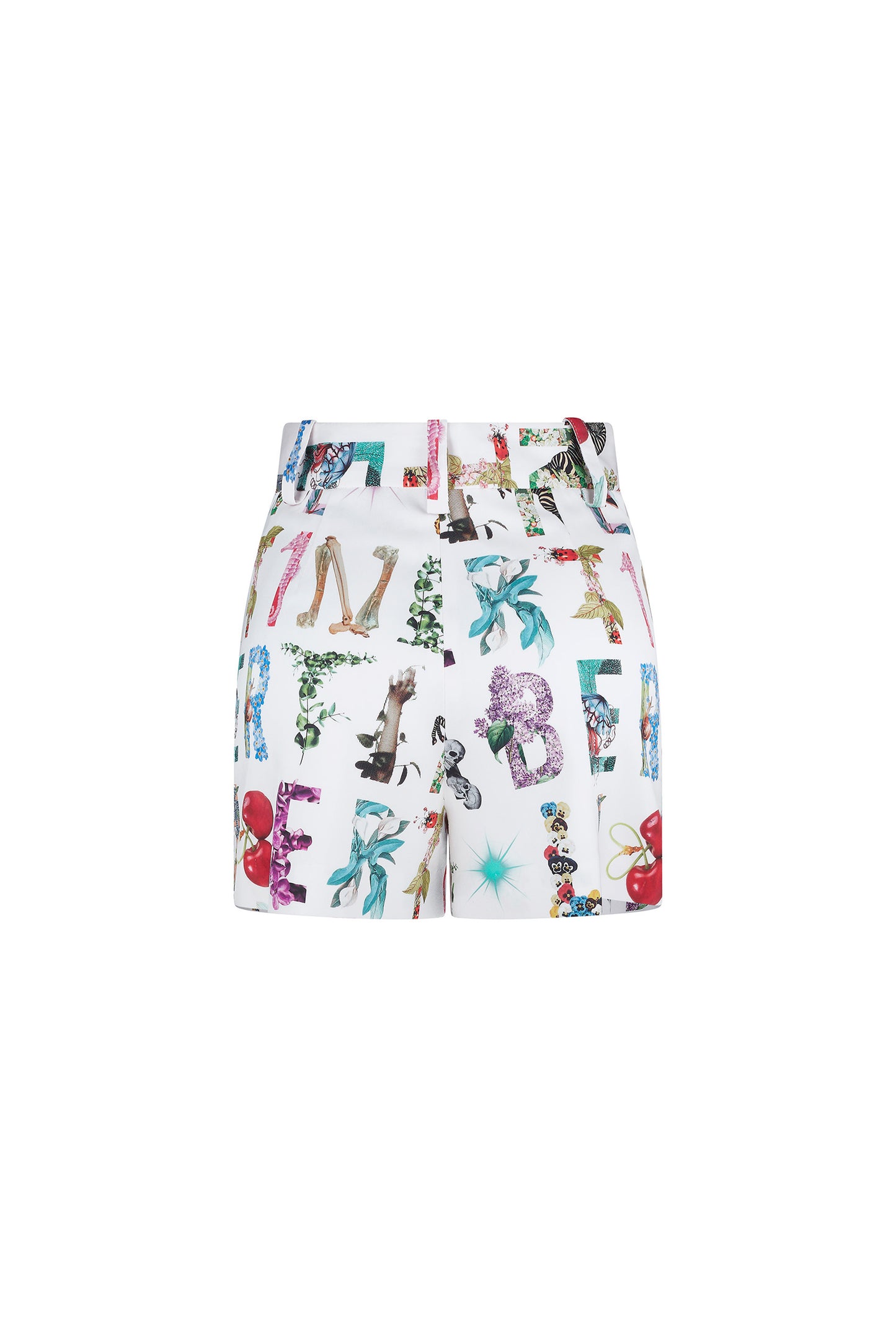 'WHITE DECO LETTERS' HIGH WAISTED SHORTS - - Libertine