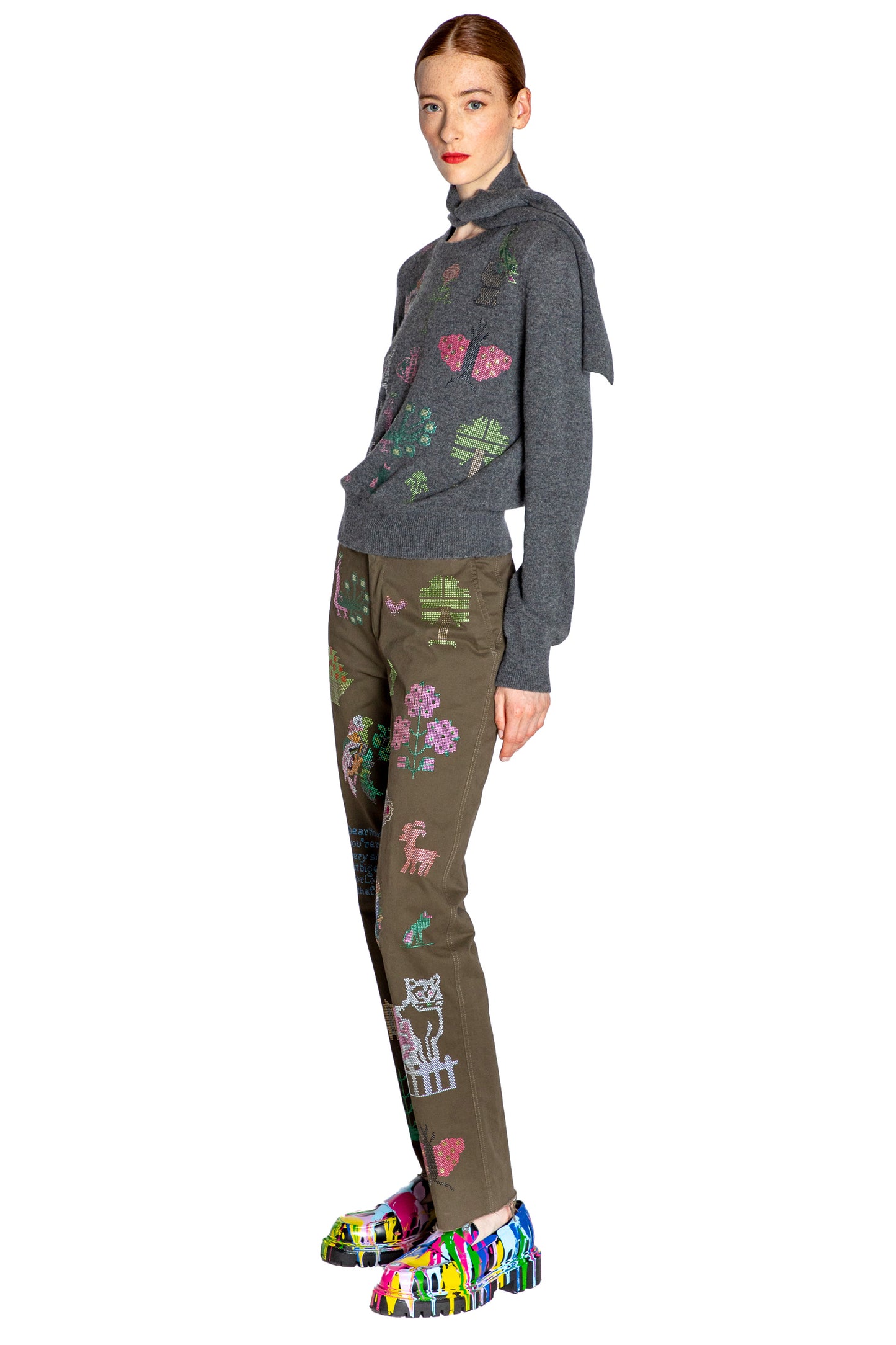 'NEEDLEPOINT MULTI' SCARF SWEATER - - Libertine