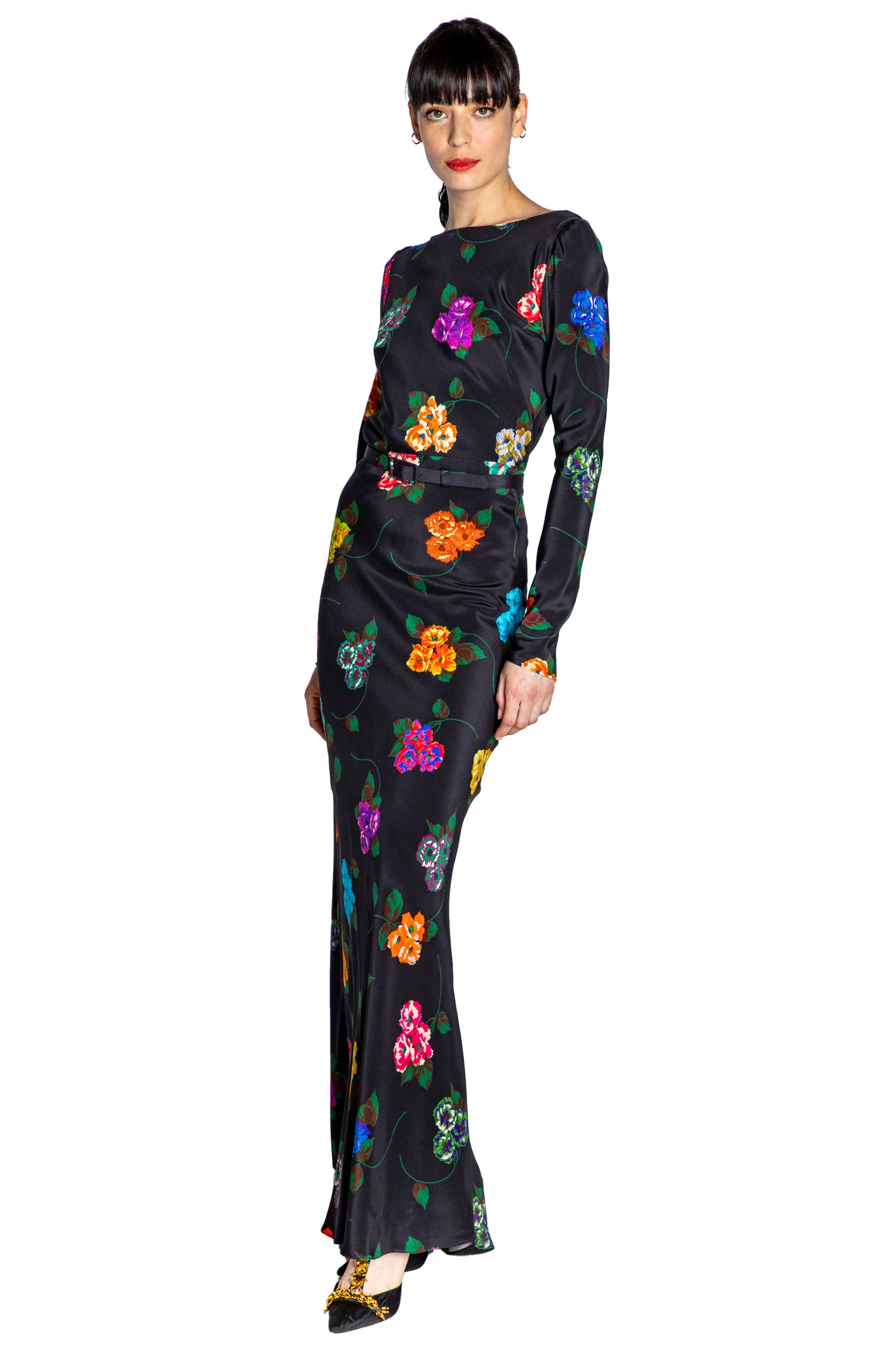 'ANTIQUE PRIMROSE' BELTED LOOK BACK GOWN - - Libertine