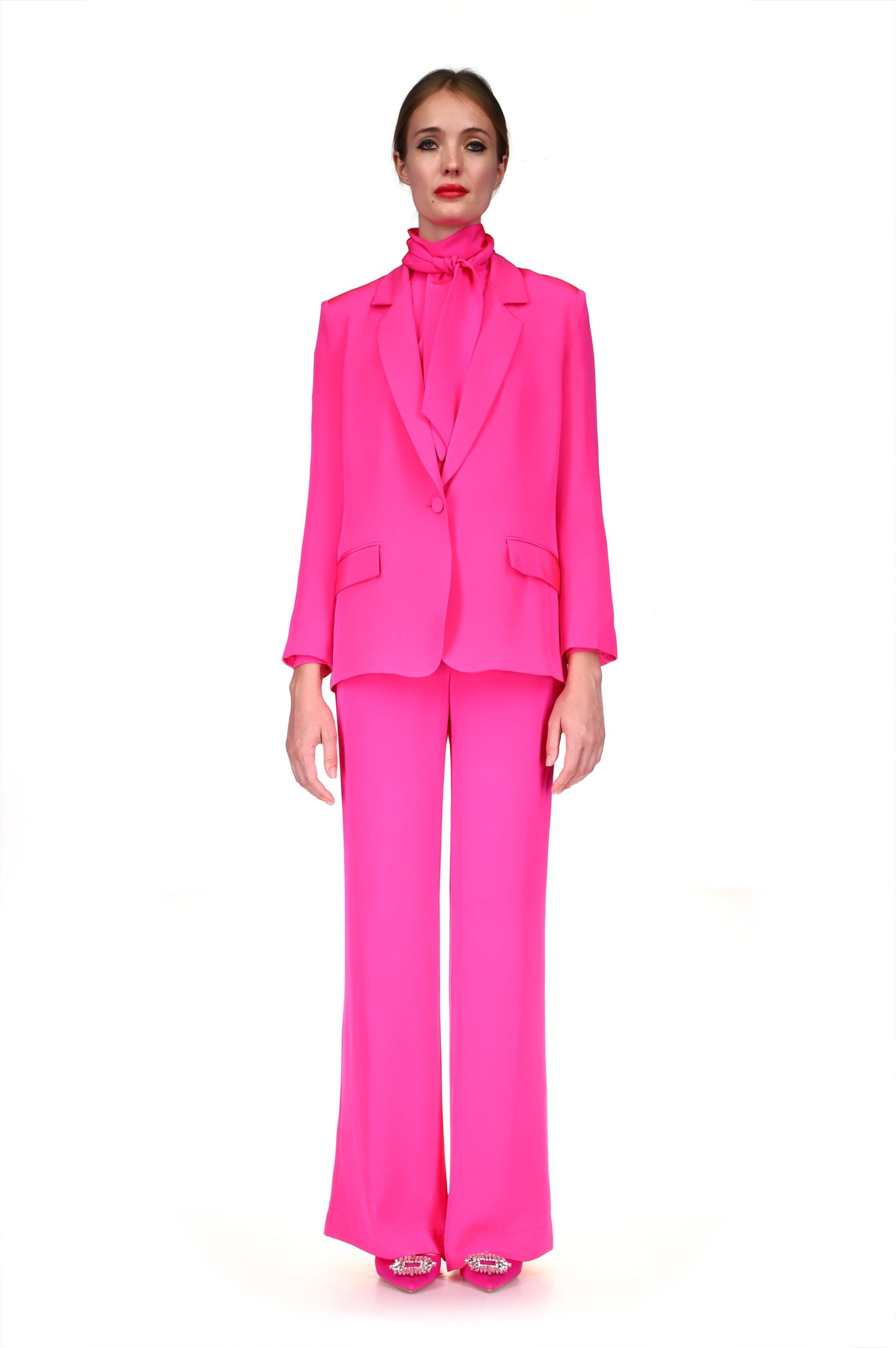 'OVERSATURATED SILKS' PINK LONG JACKET - BLAZERS - Libertine