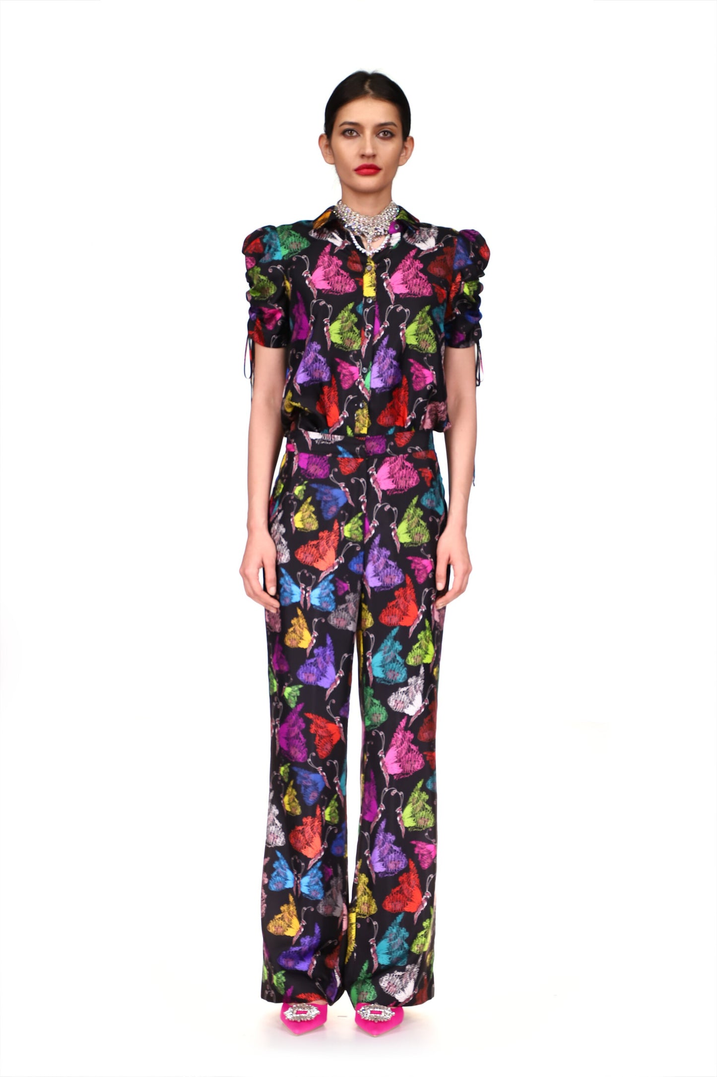 'MILLE PAPILLONS' ADJUSTABLE SLEEVE BLOUSE - TOPS - Libertine