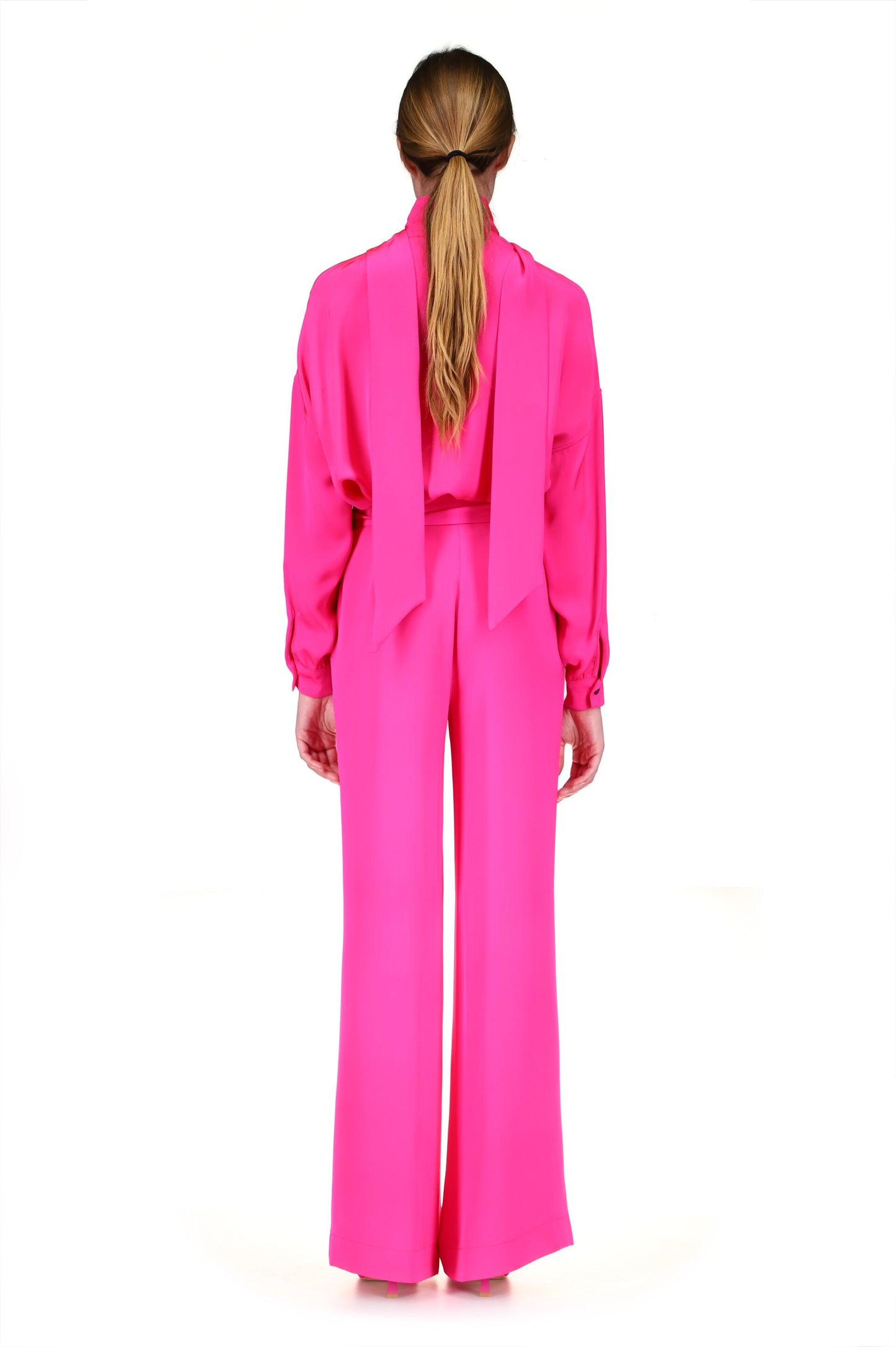 'OVERSATURATED SILKS' PINK WIDE LEG TROUSERS - PANTS - Libertine
