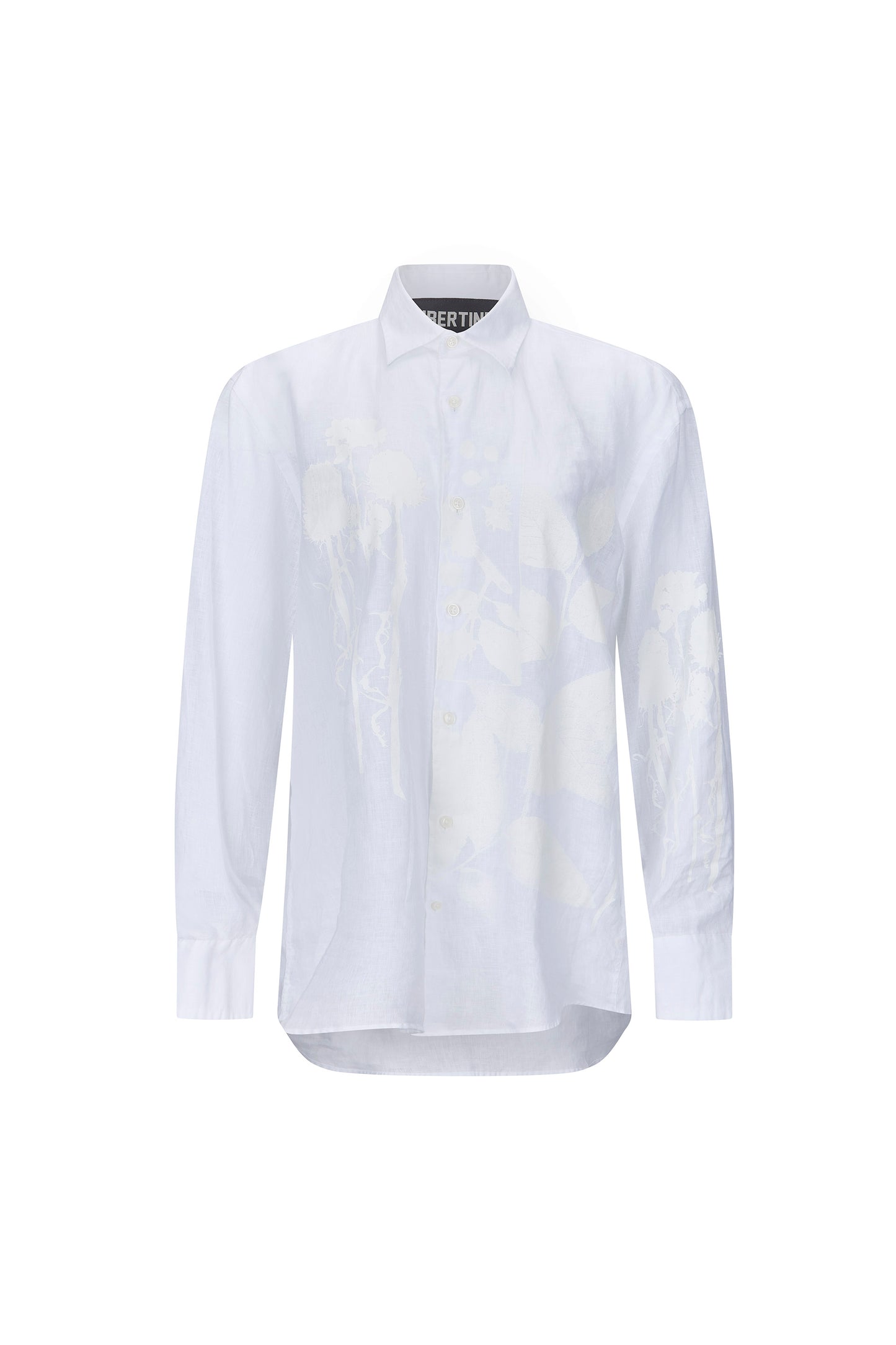 'WHITE ON WHITE HAND SILK SCREEN' NEW CLASSIC SHIRT - - Libertine