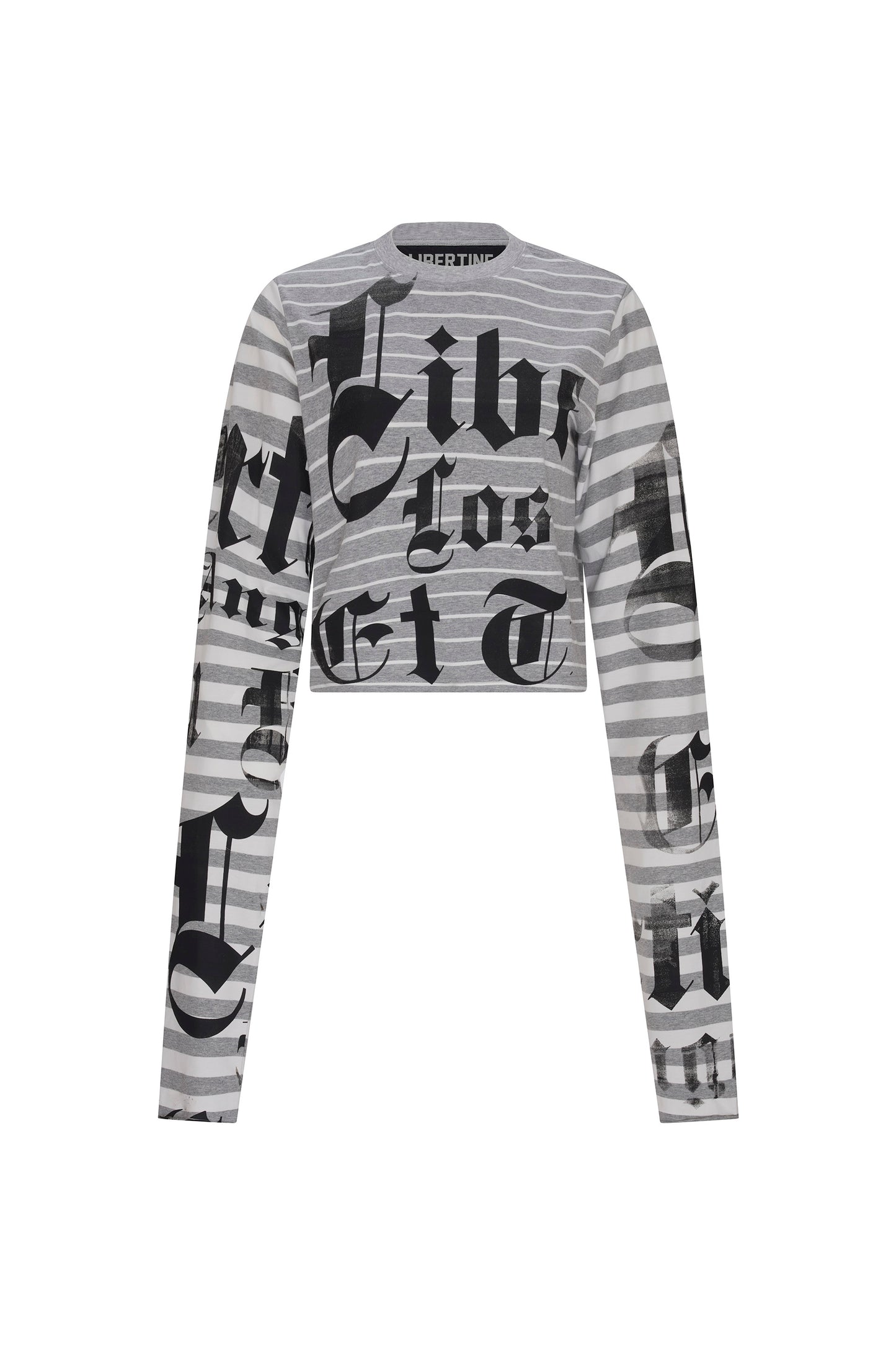 'LIBERTINE GOTHIC SILK SCREEN' GREY WHITE LONGEST SLEEVE T SHIRT - - Libertine