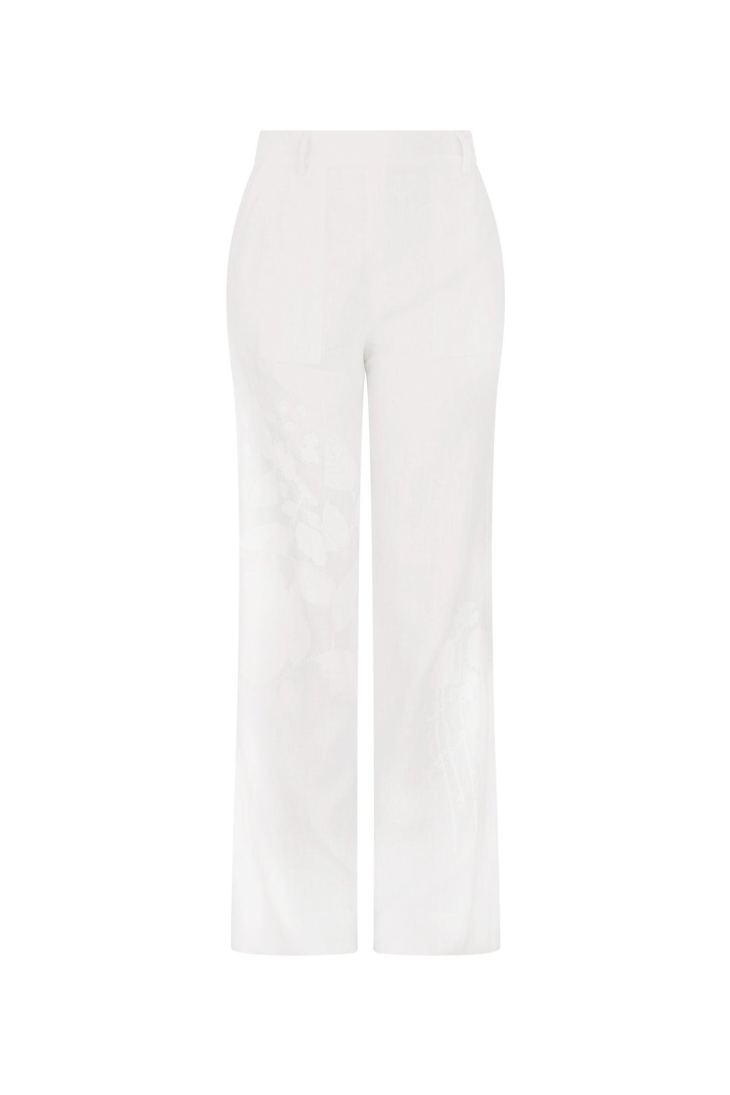 'WHITE ON WHITE HAND SILK SCREEN' SAILOR PANT - - Libertine