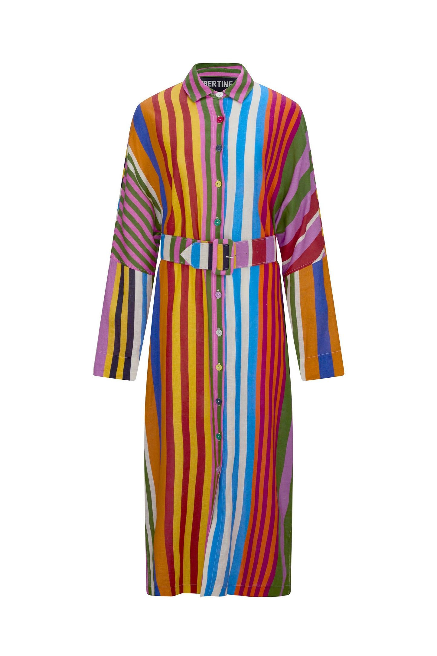 'TANGIER STRIPE' BELTED BUTTON DOWN SHIRT DRESS