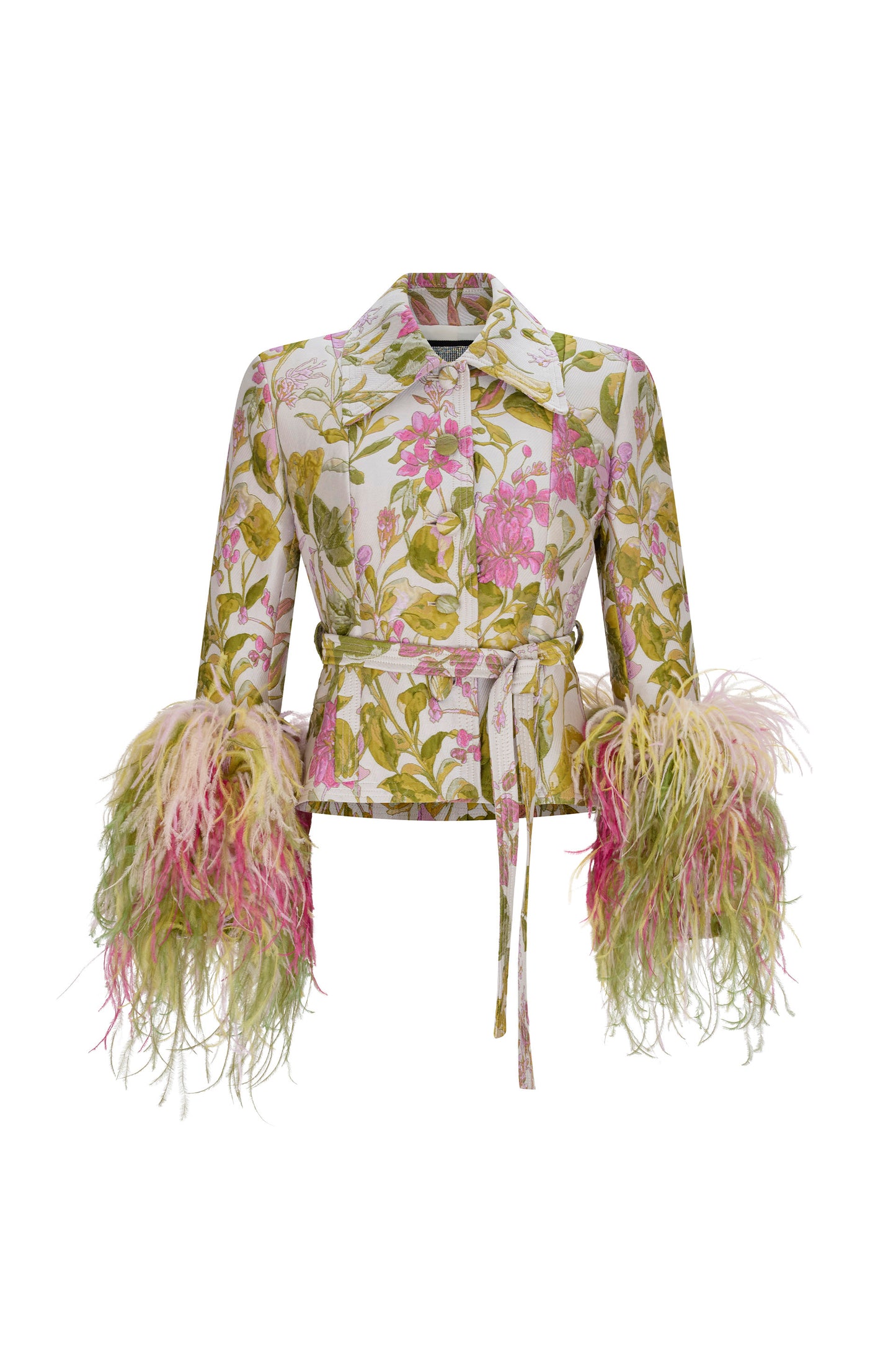 'DIANTHUS' FEATHERED BELTED JACKET - - Libertine