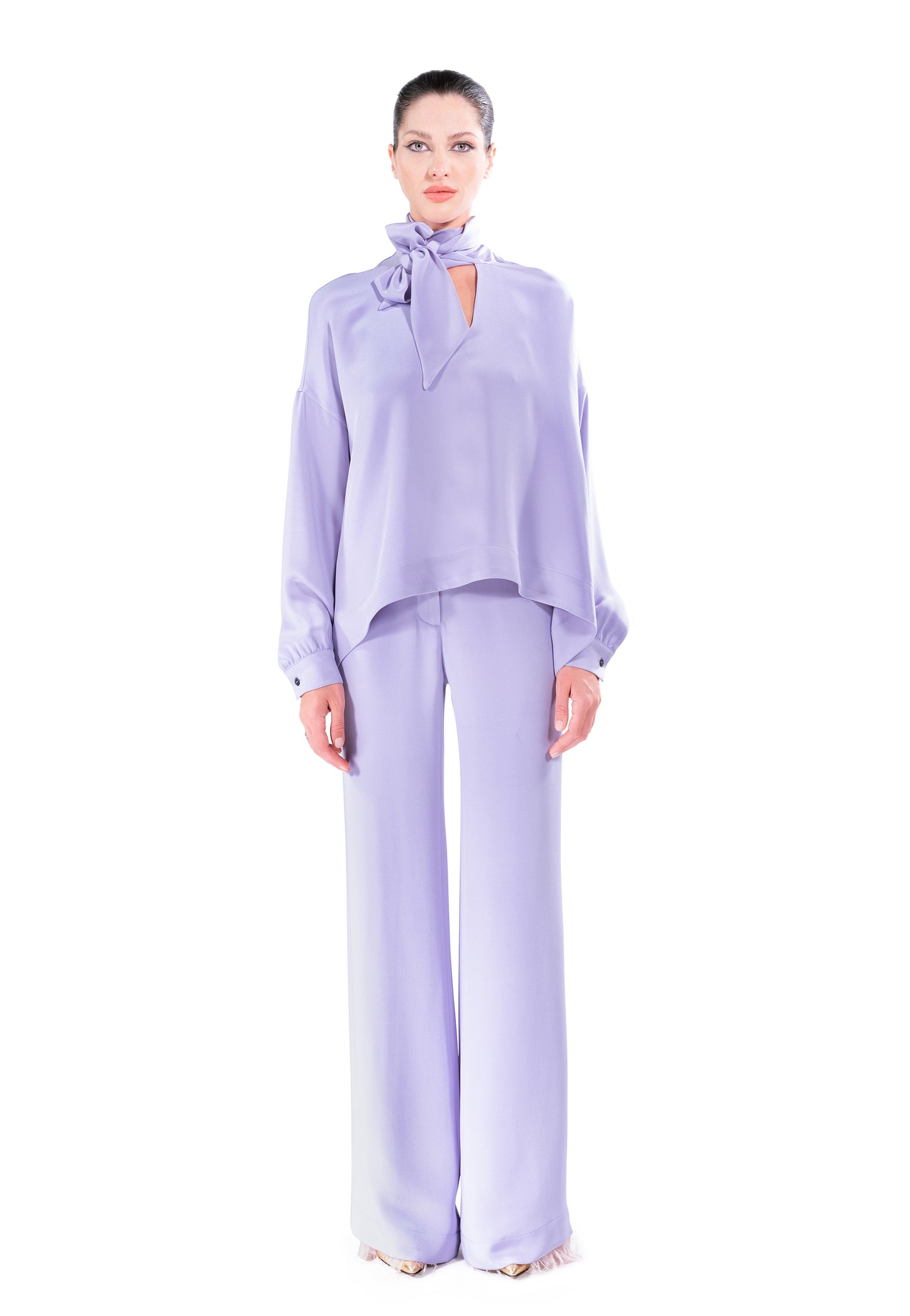 'Powdered Violet' Tie Blouse - - Libertine