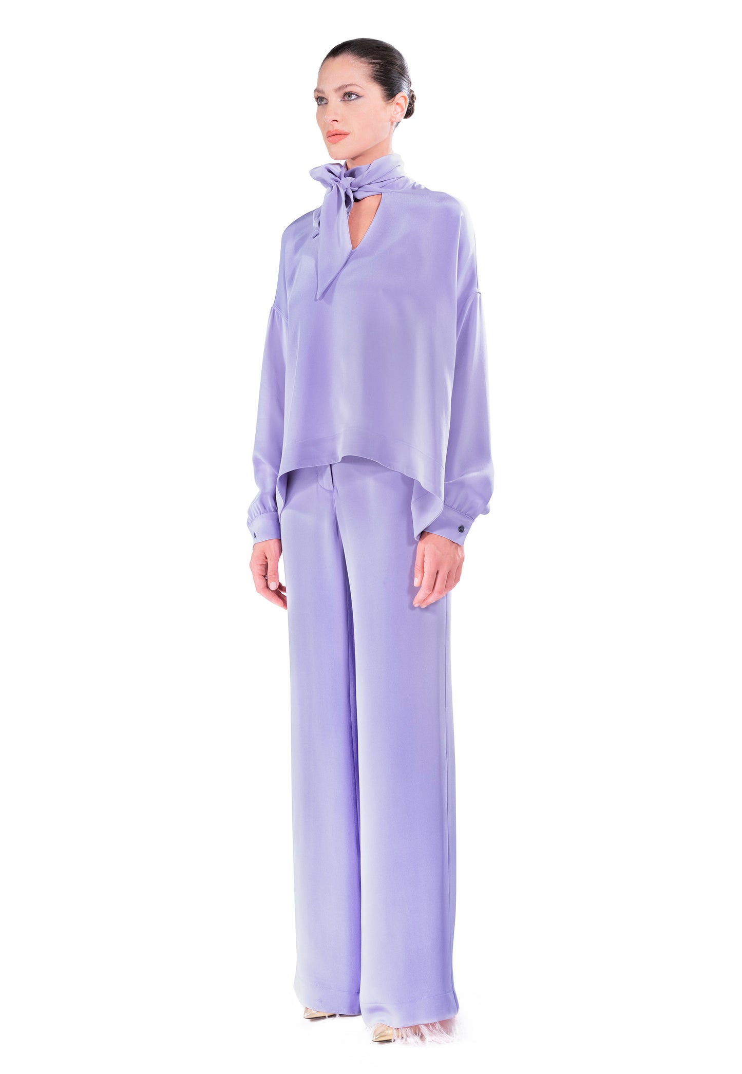 'Powdered Violet' Wide Leg Pants - - Libertine