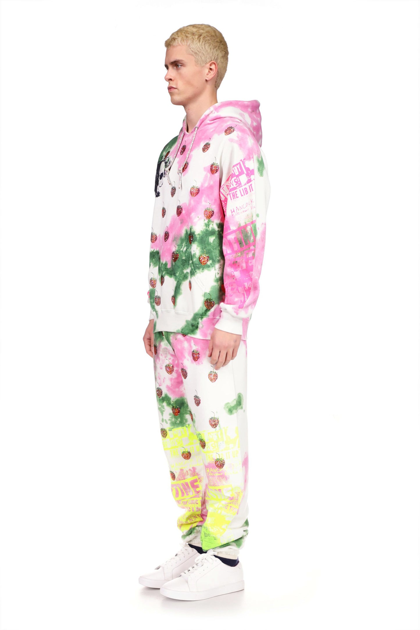 'EMBELLISHED STRAWBERRY FIELDS' TIE DYE SWEATPANT - SWEATPANTS - Libertine