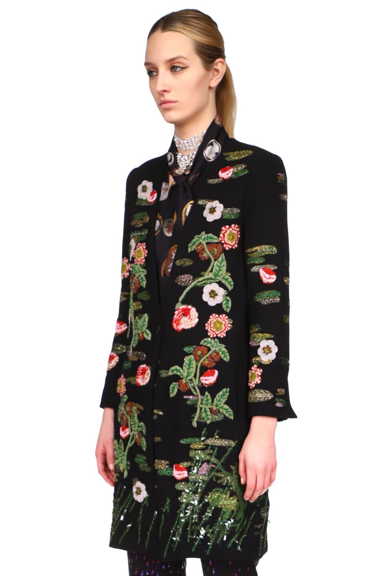 ELIZABETHAN FLORAL V-NECK COAT - COATS - Libertine