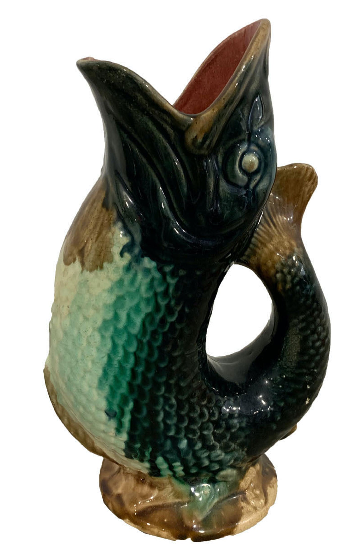 19TH CENTURY ENGLISH MAJOLICA FISH PITCHER 2 - Home - Libertine