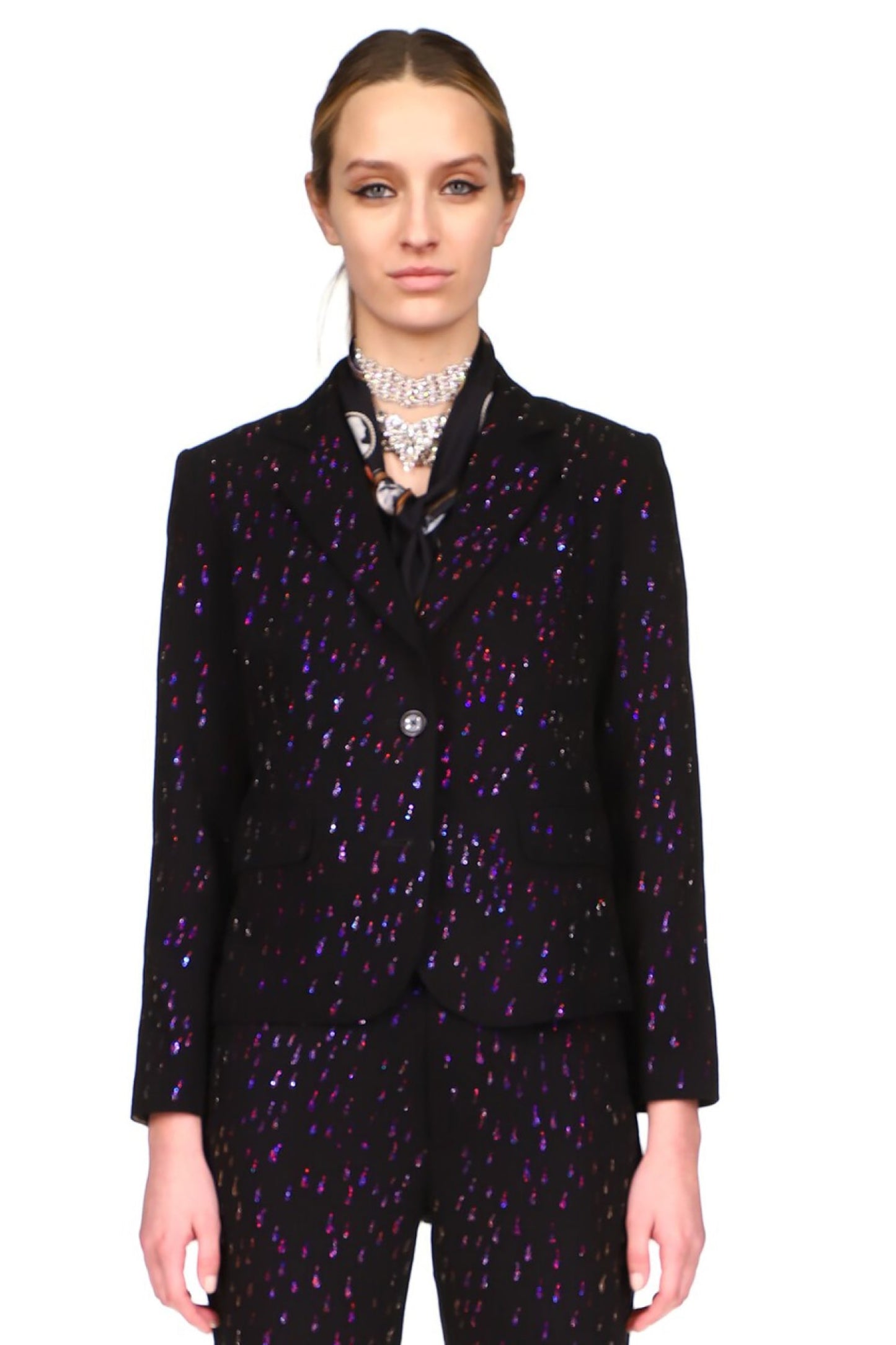 CRYSTAL 'OIL SLICK' BLACK JACKET - BLAZERS - Libertine